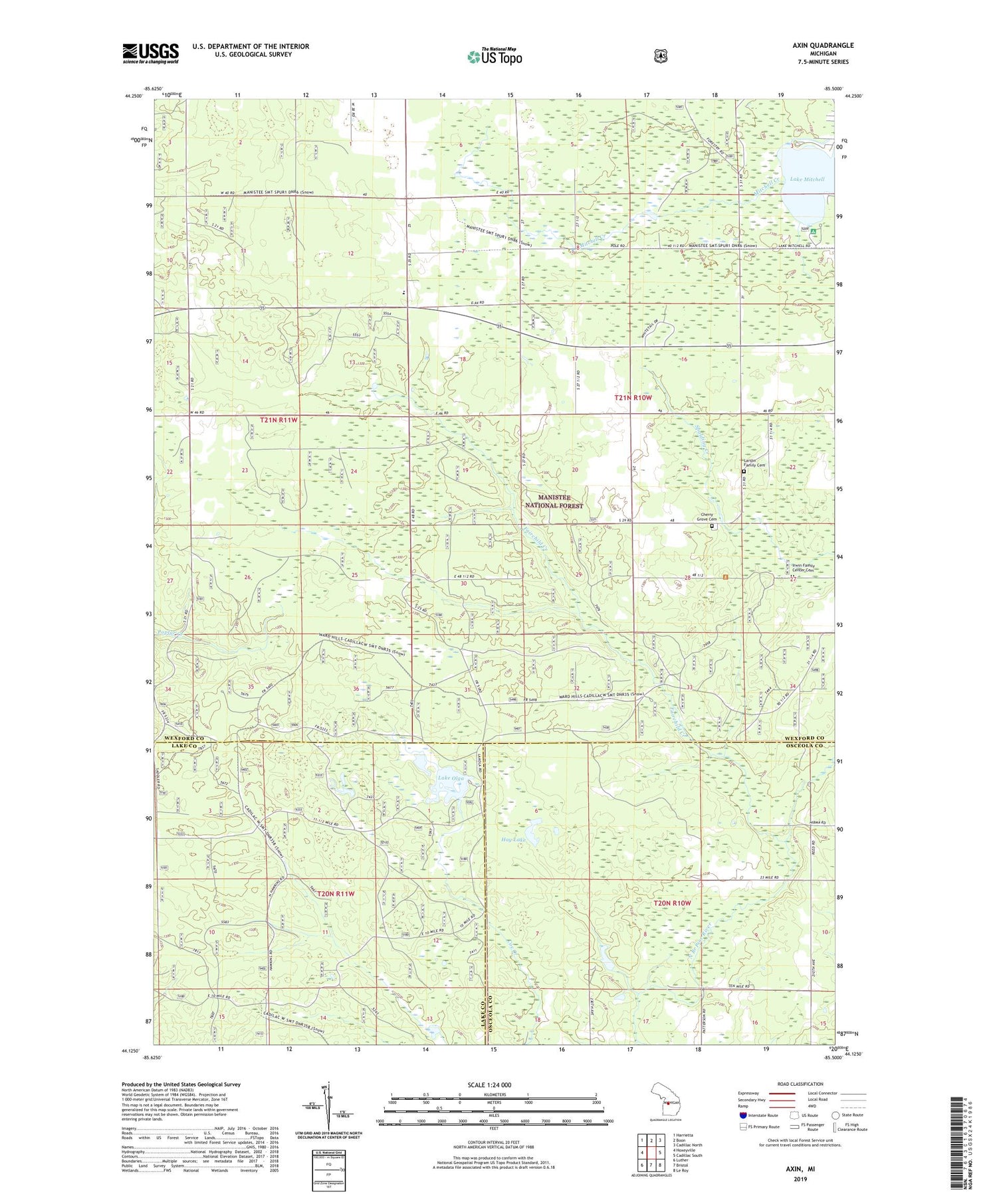 Axin Michigan US Topo Map Image