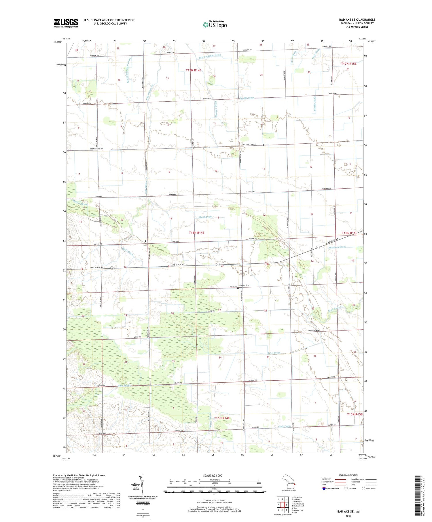 Bad Axe SE Michigan US Topo Map Image