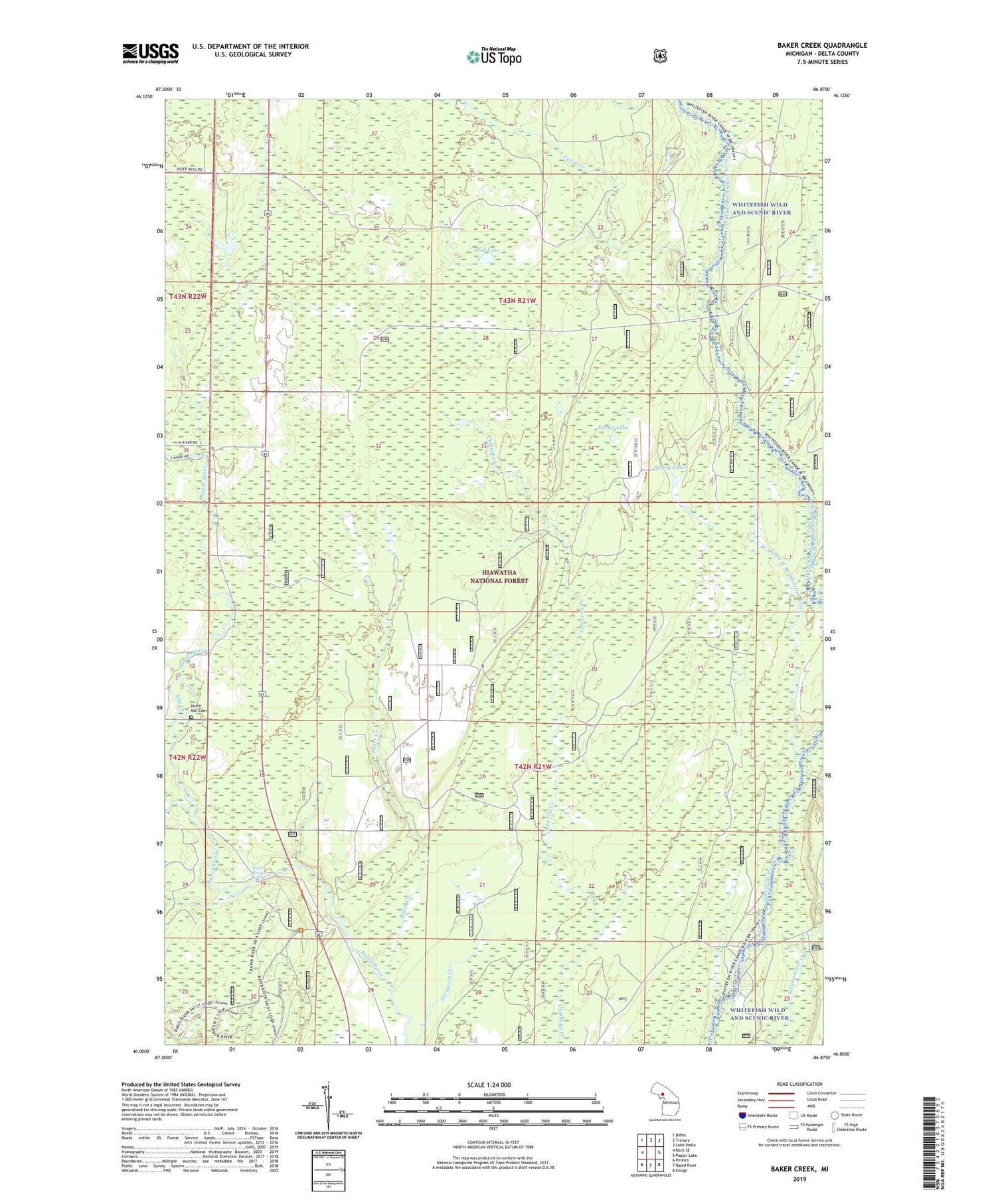 Baker Creek Michigan US Topo Map Image