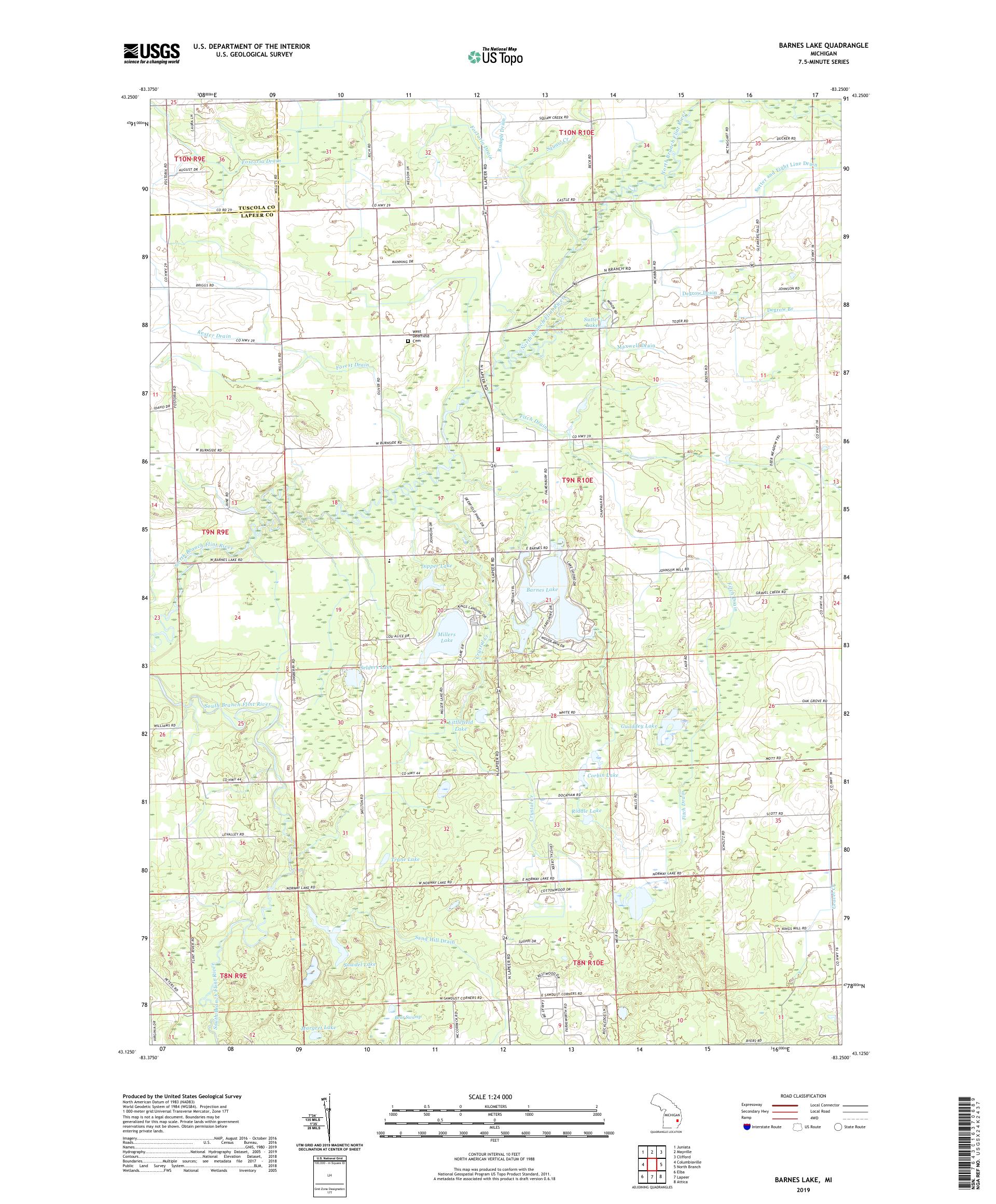 Barnes Lake Michigan US Topo Map – MyTopo Map Store