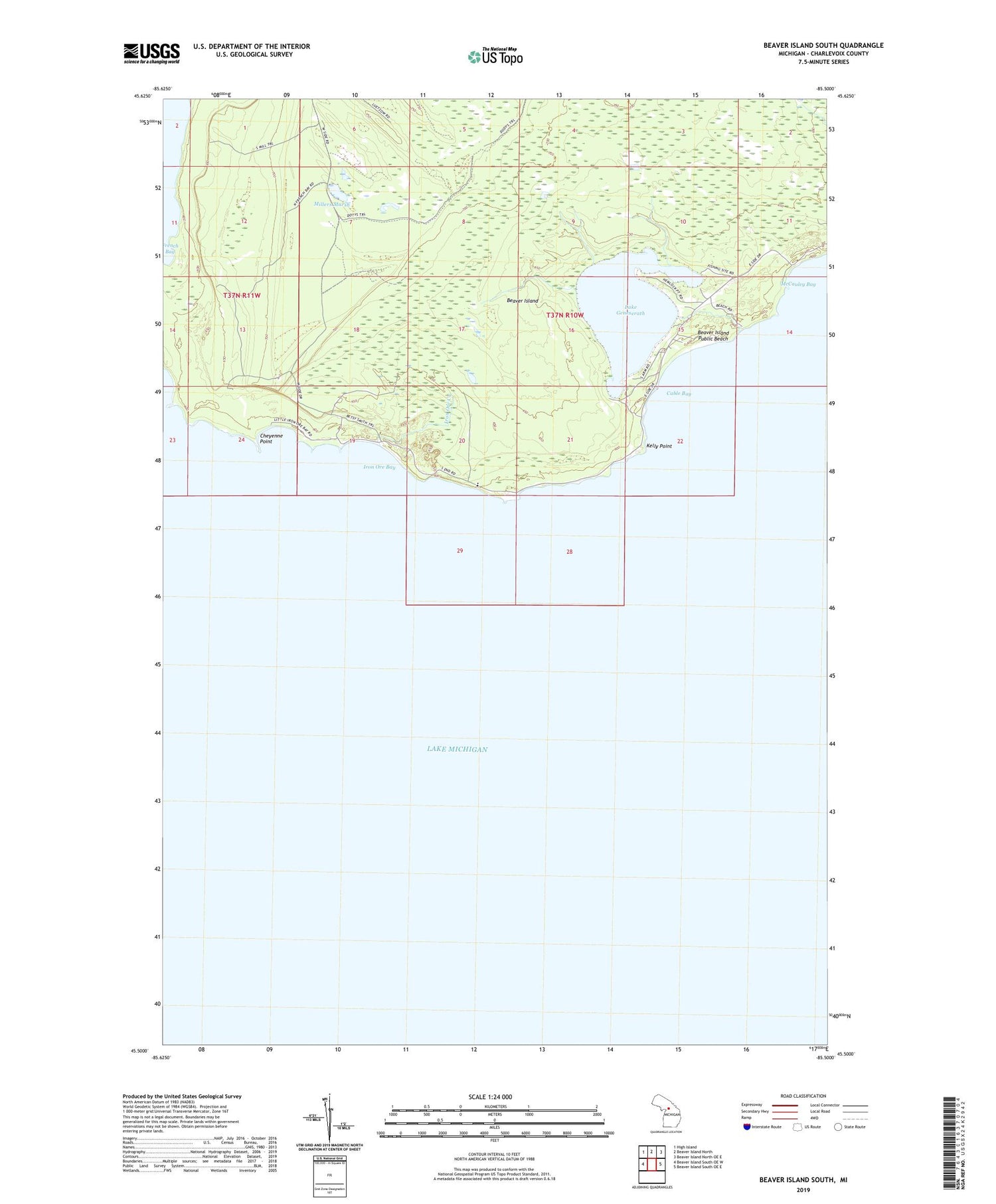 Beaver Island South Michigan US Topo Map Image