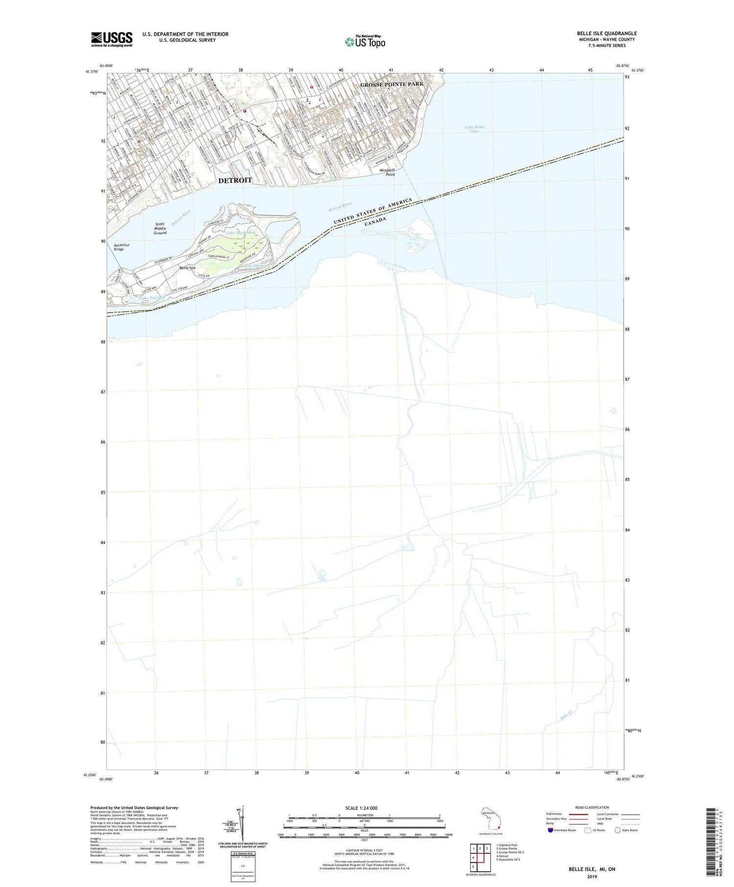 Belle Isle Michigan US Topo Map Image