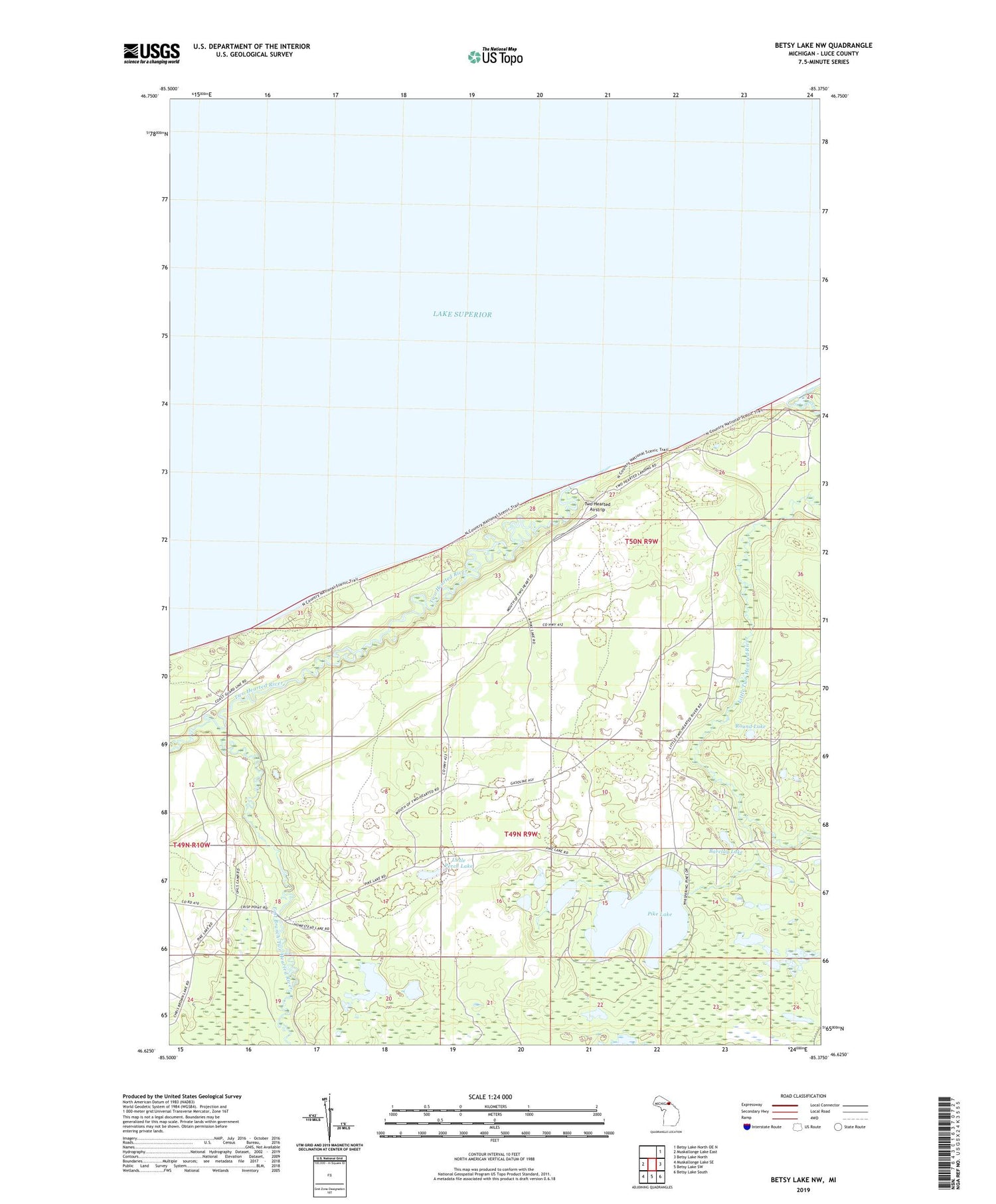 Betsy Lake NW Michigan US Topo Map Image