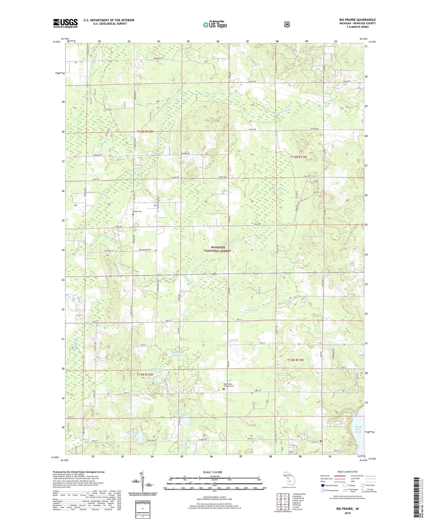 Big Prairie Michigan US Topo Map Image
