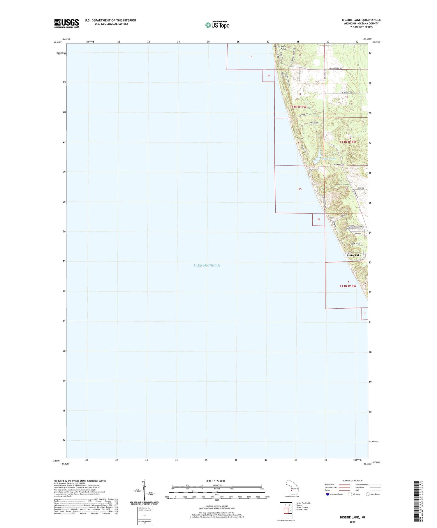 Bigsbie Lake Michigan US Topo Map Image
