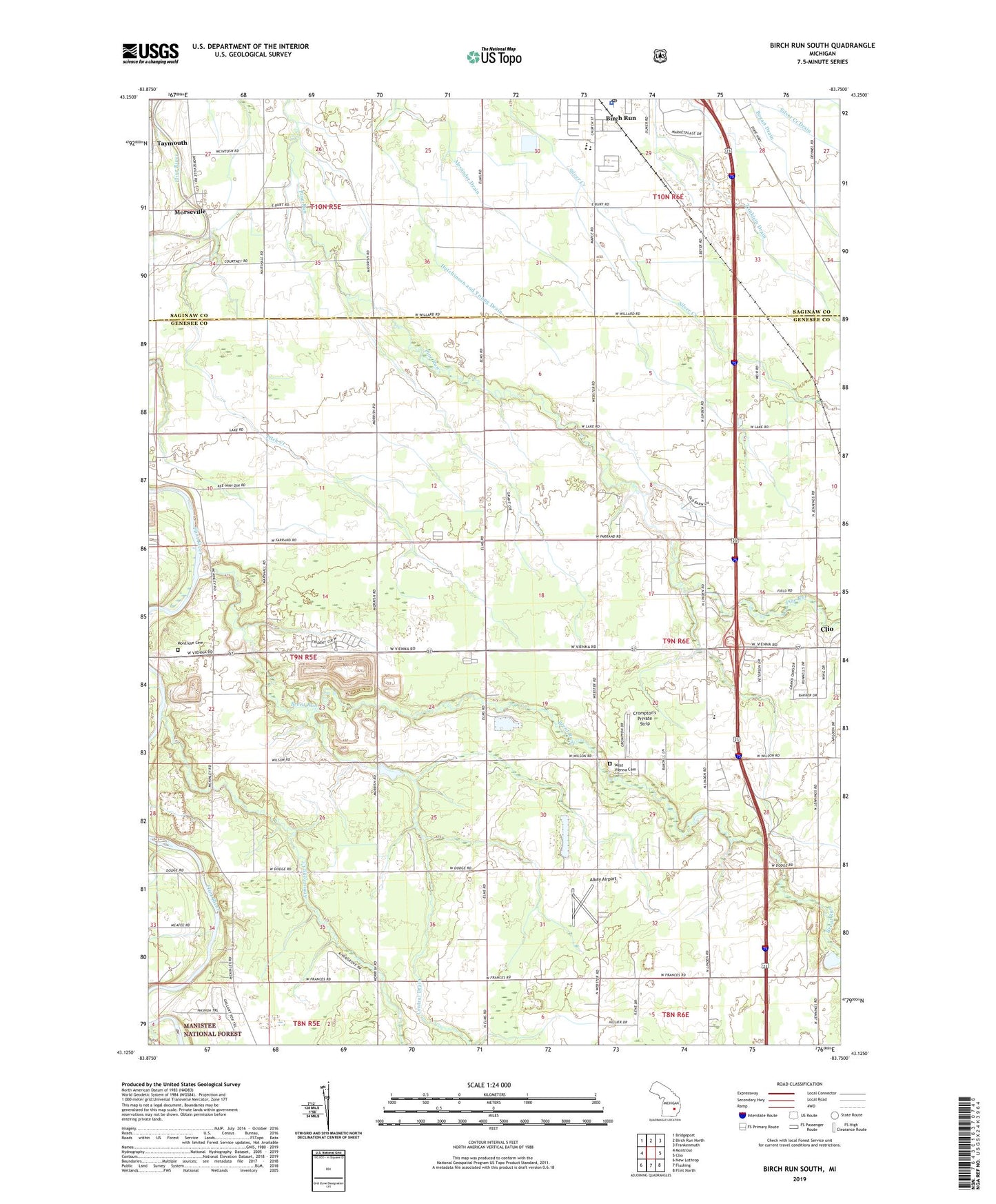 Birch Run South Michigan US Topo Map Image