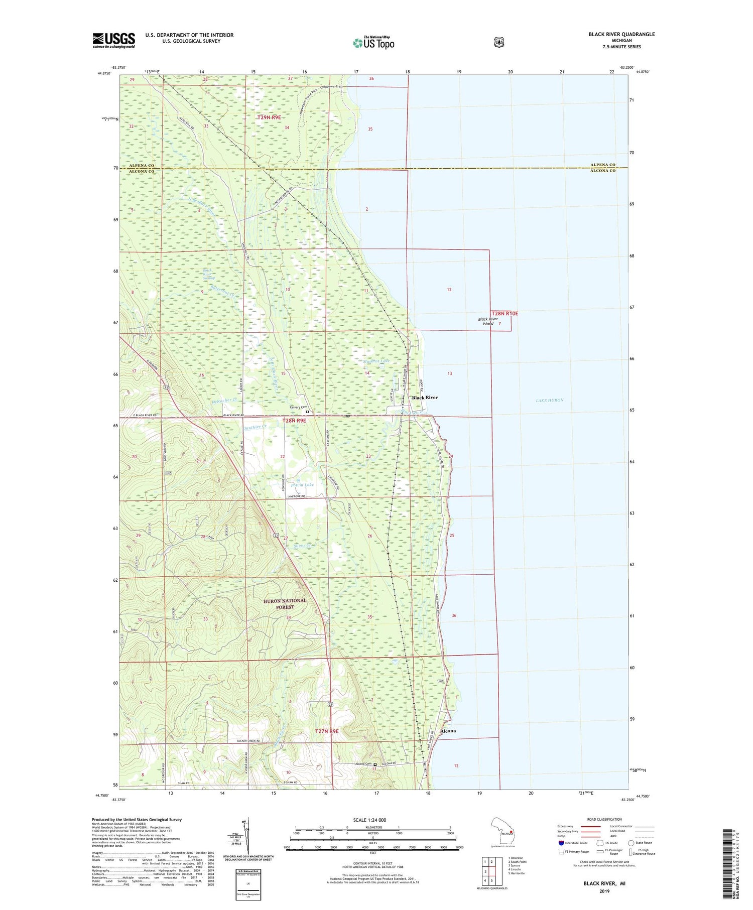 Black River Michigan US Topo Map Image