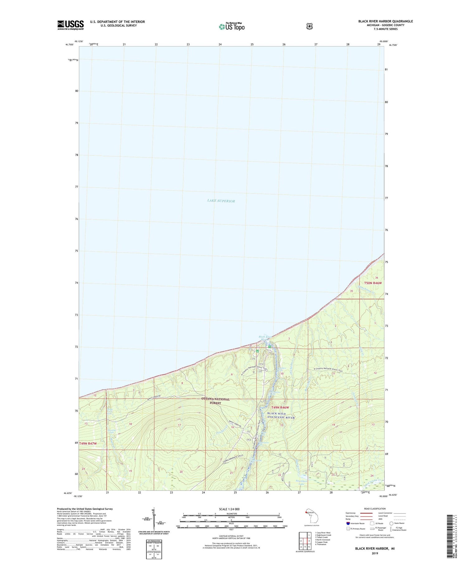 Black River Harbor Michigan US Topo Map Image