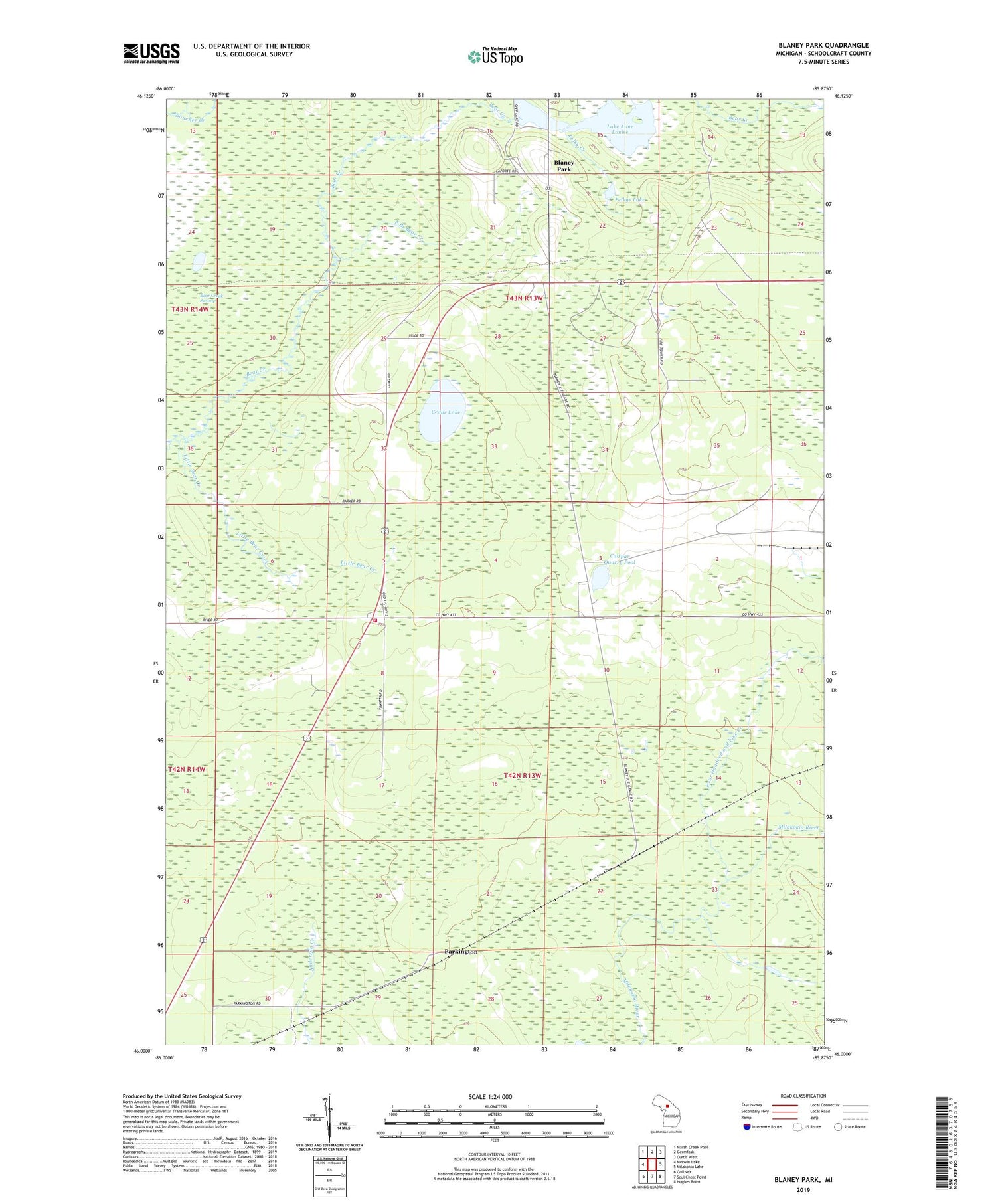 Blaney Park Michigan US Topo Map Image