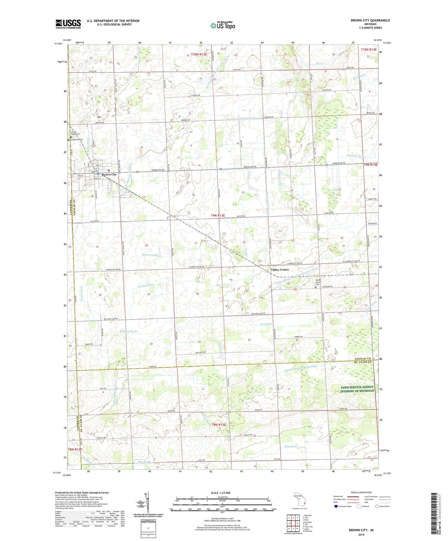 Brown City Michigan US Topo Map Image