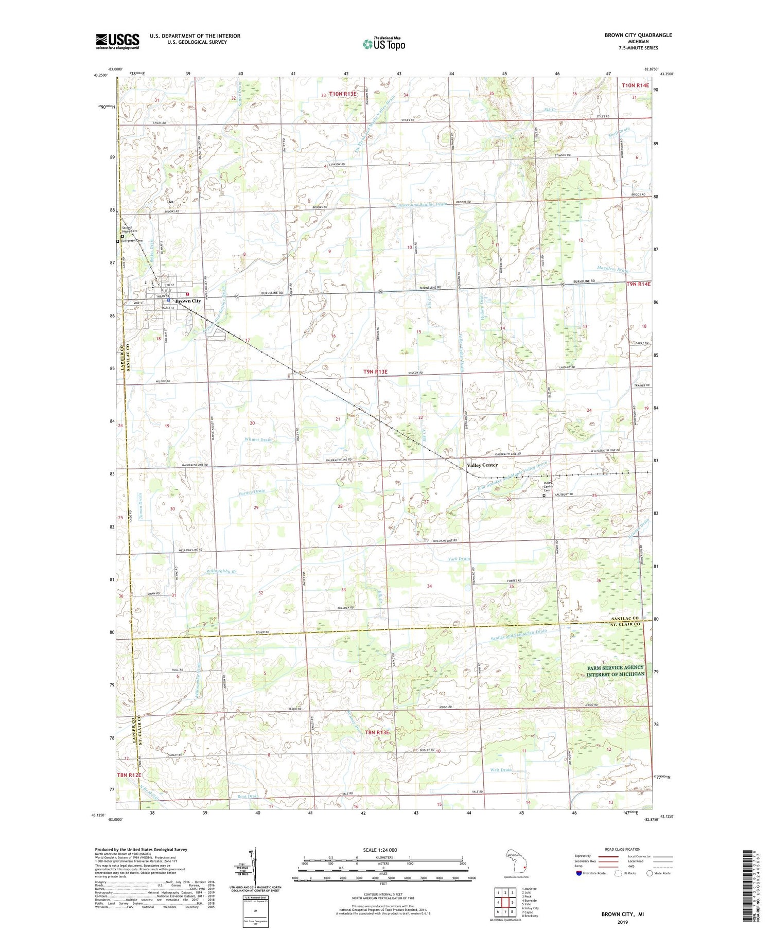 Brown City Michigan US Topo Map Image