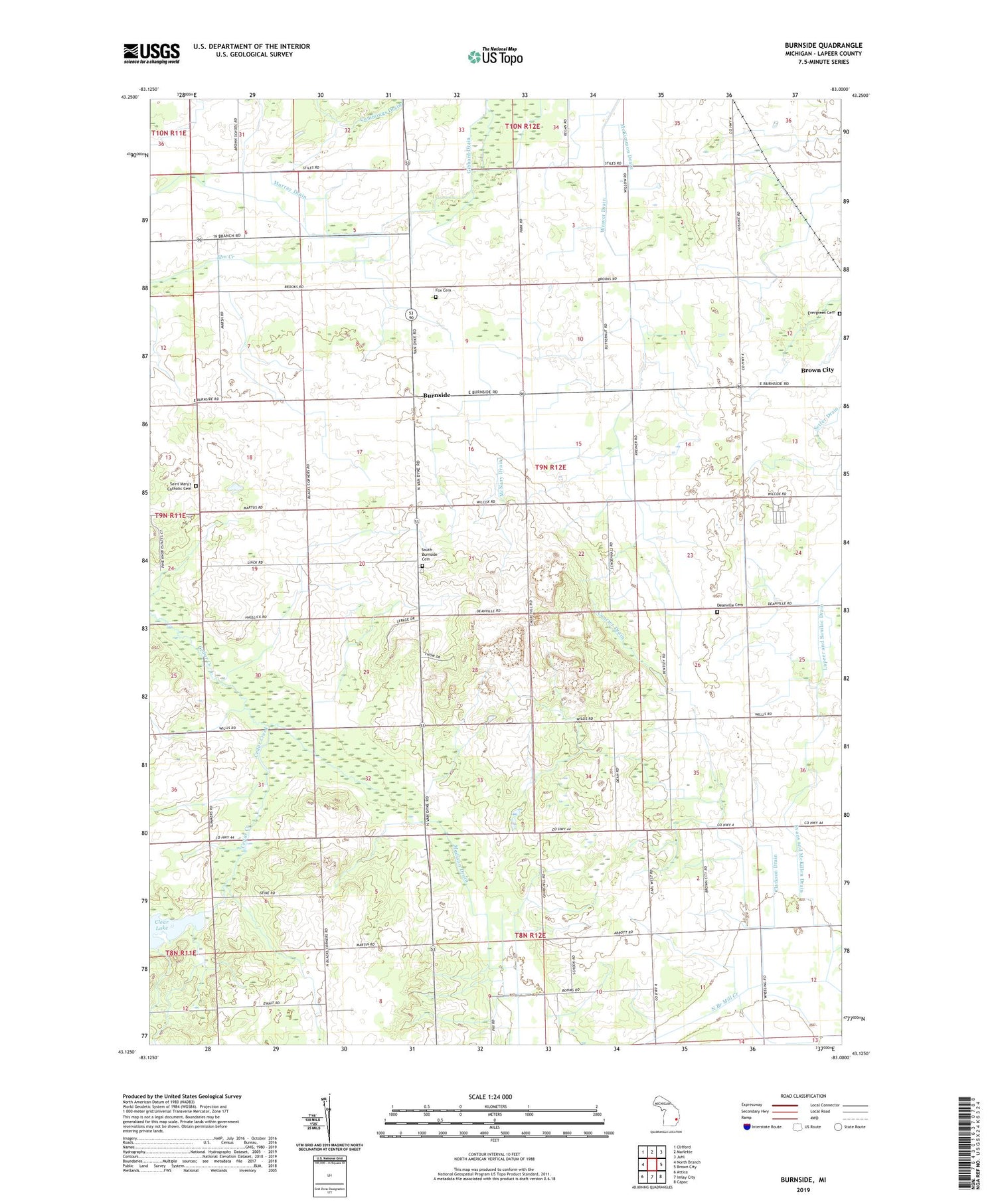 Burnside Michigan US Topo Map Image