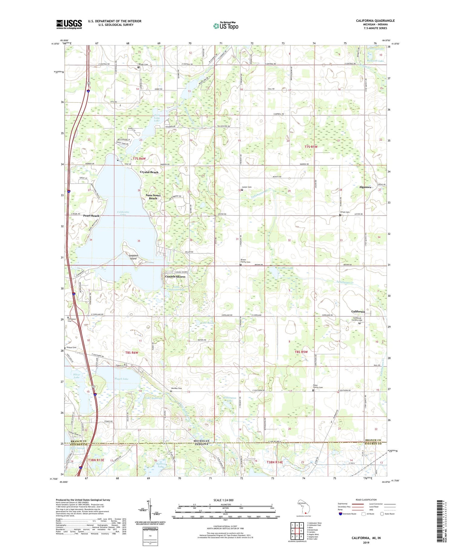 California Michigan US Topo Map Image