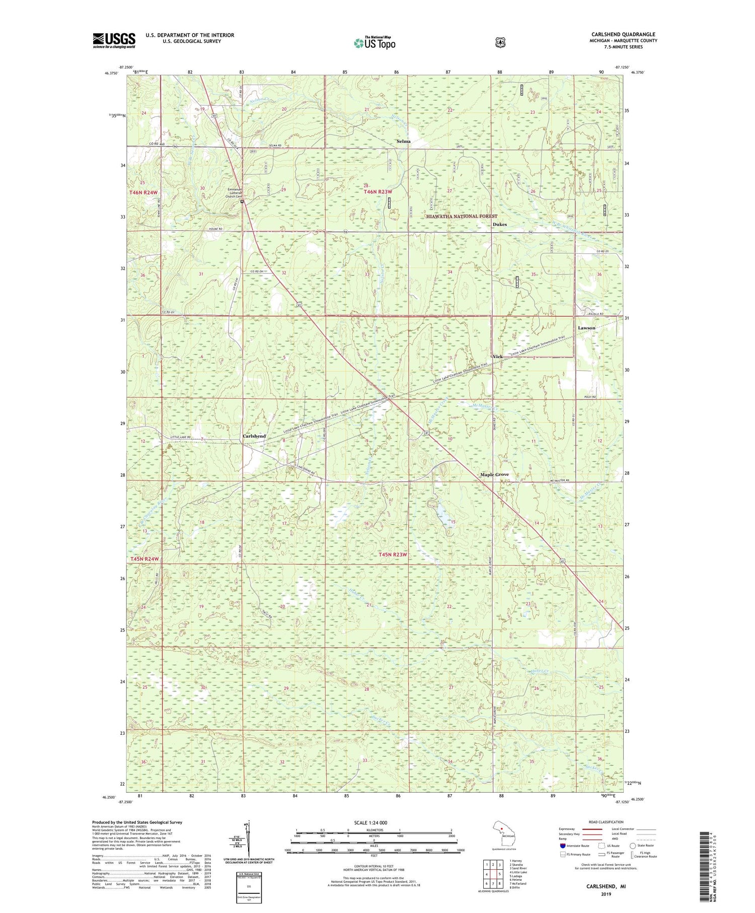 Carlshend Michigan US Topo Map Image