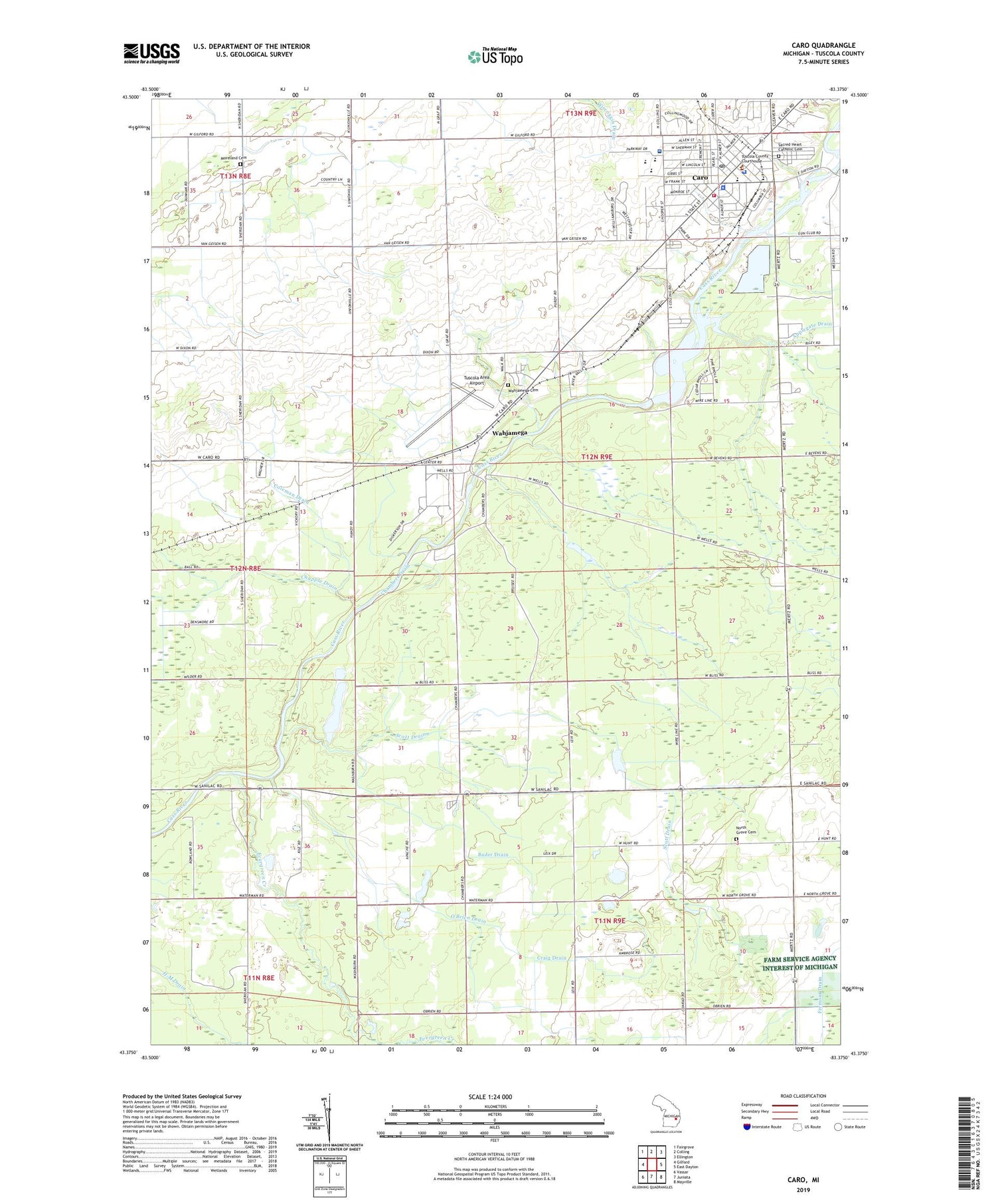 Caro Michigan US Topo Map Image