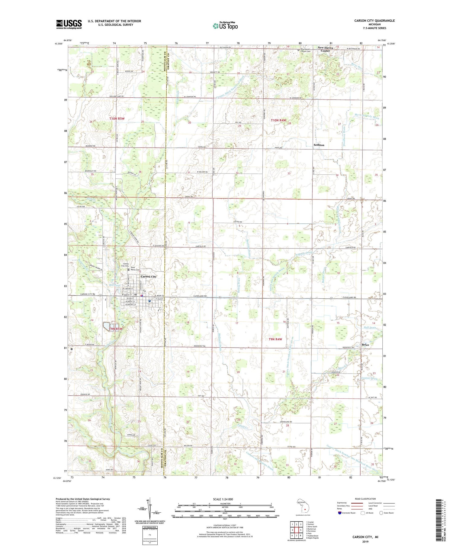 Carson City Michigan US Topo Map Image