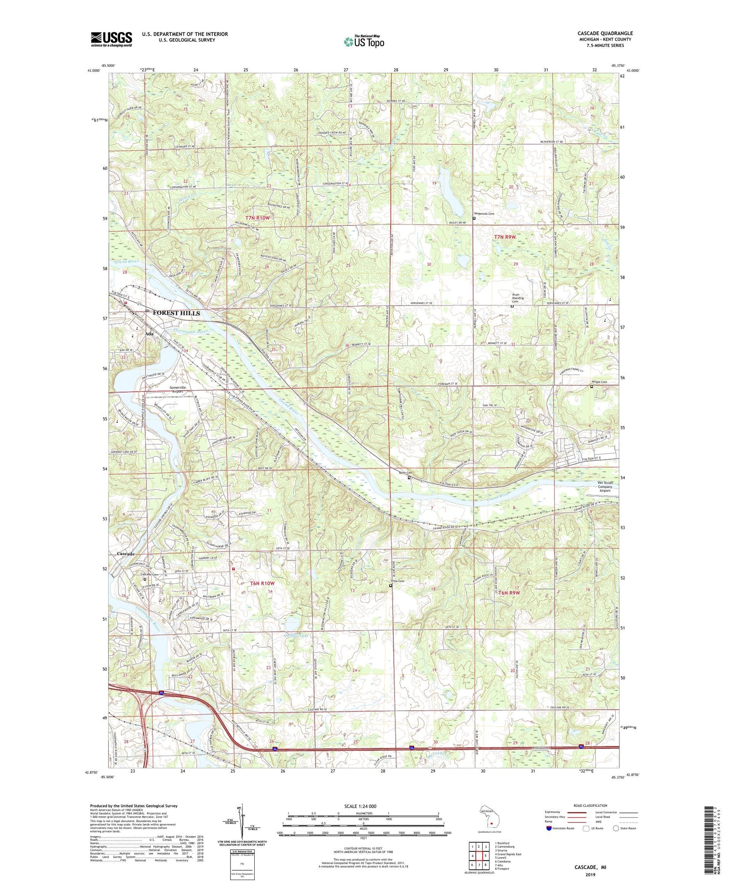 Cascade Michigan US Topo Map Image