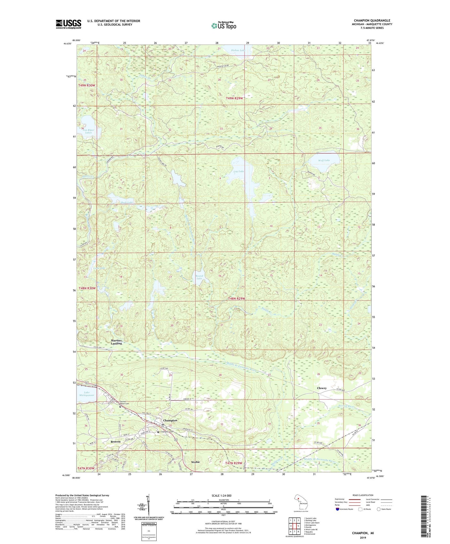 Champion Michigan US Topo Map Image