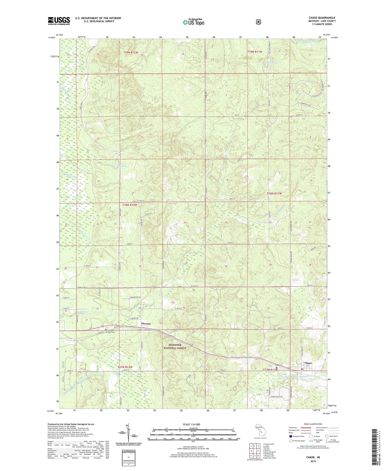Chase Michigan US Topo Map Image