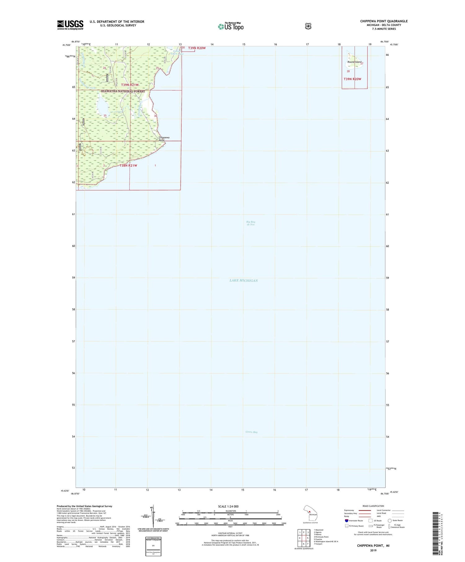 Chippewa Point Michigan US Topo Map Image