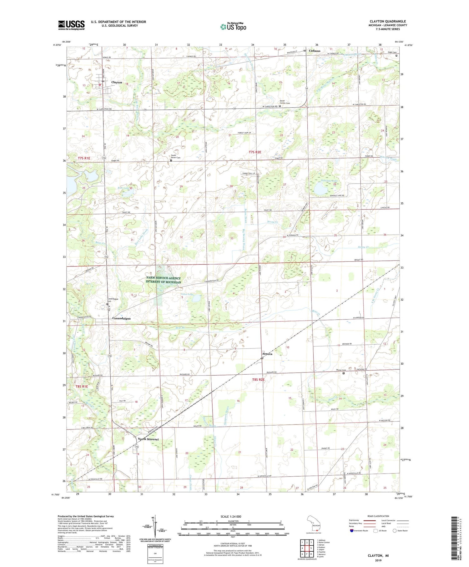 Clayton Michigan US Topo Map Image