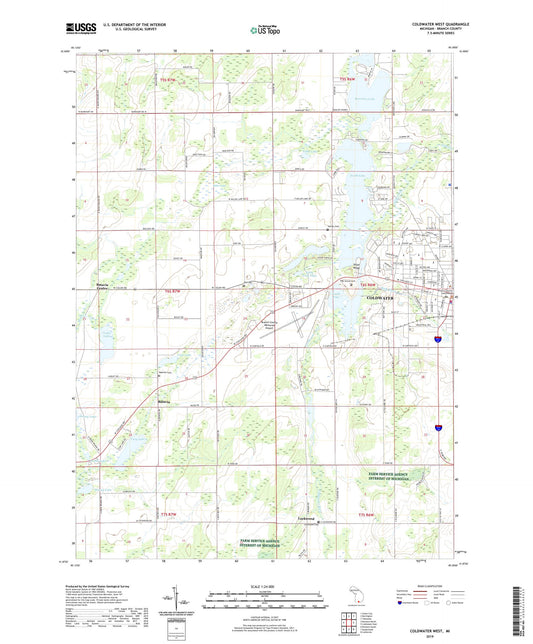 Coldwater West Michigan US Topo Map Image