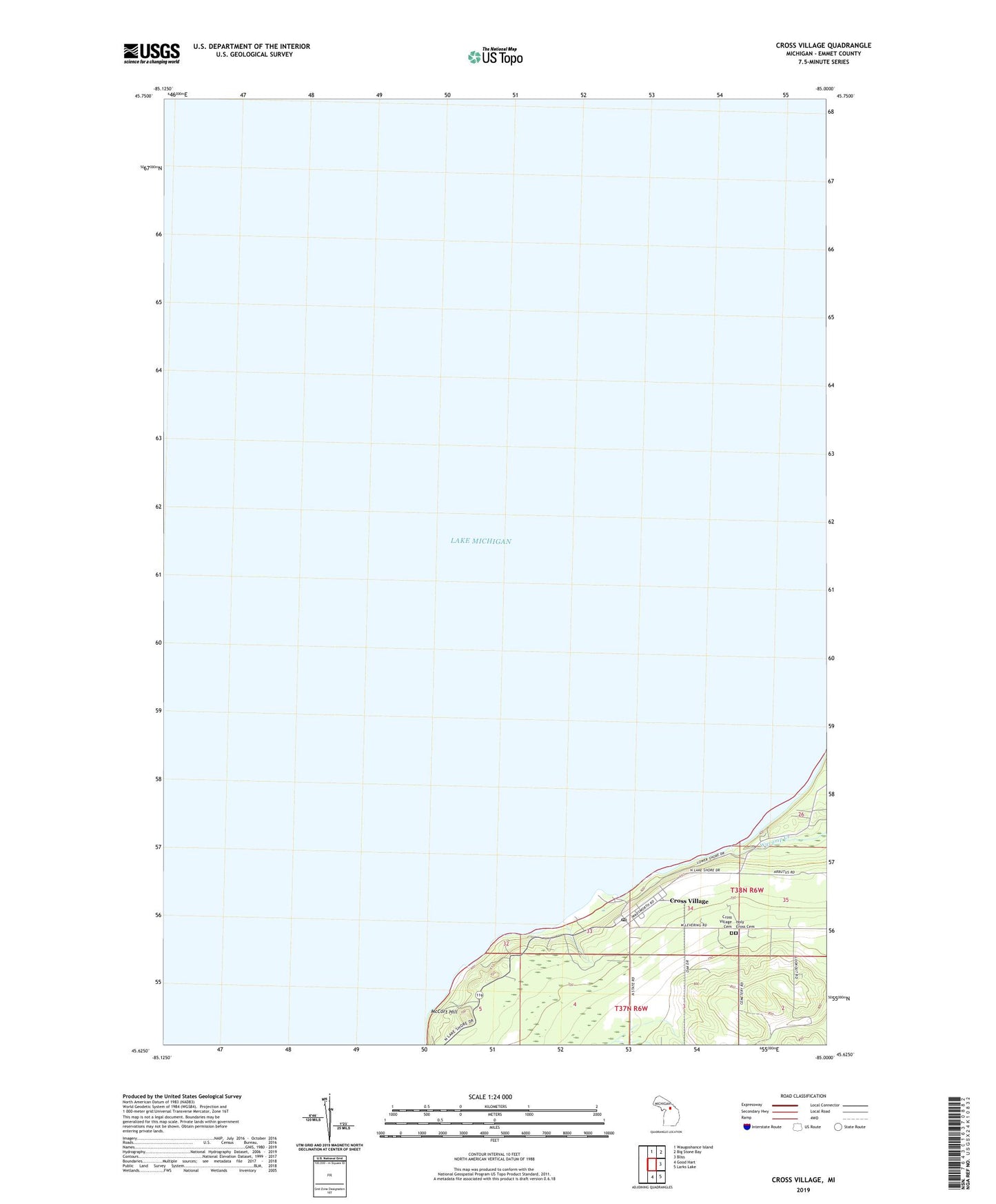 Cross Village Michigan US Topo Map Image