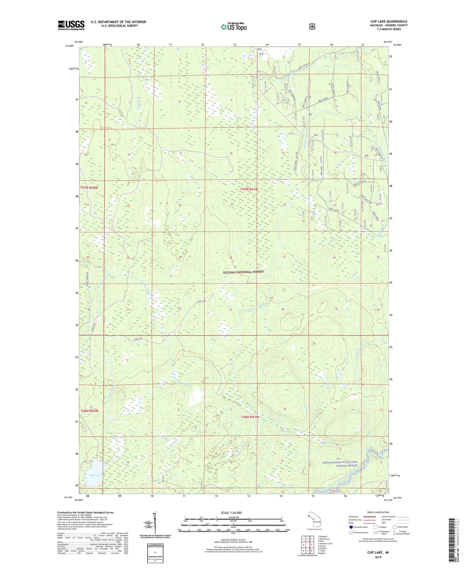 Cup Lake Michigan US Topo Map Image
