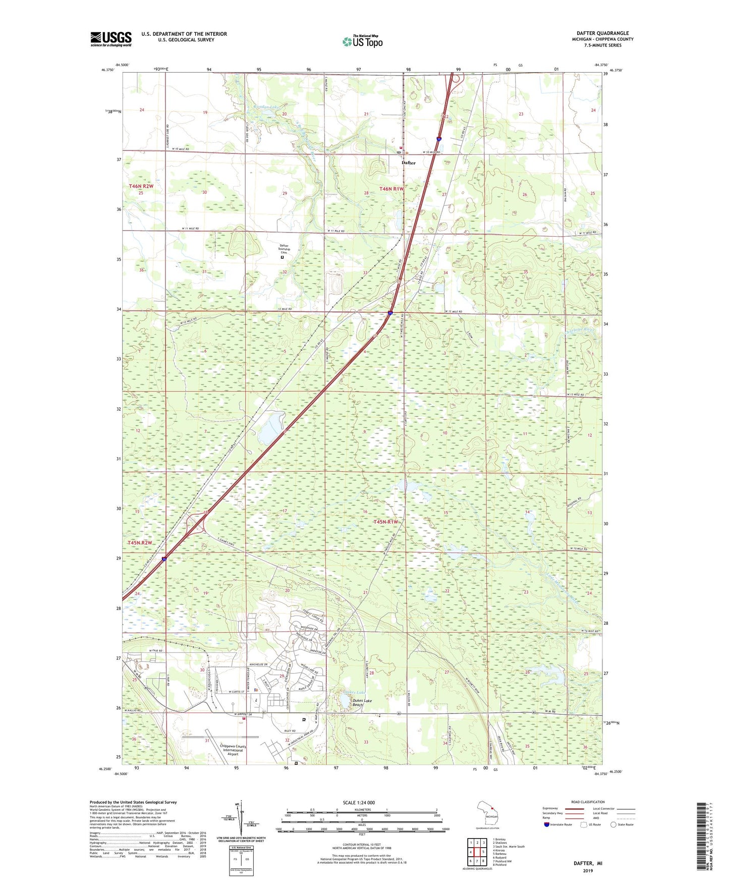 Dafter Michigan US Topo Map Image