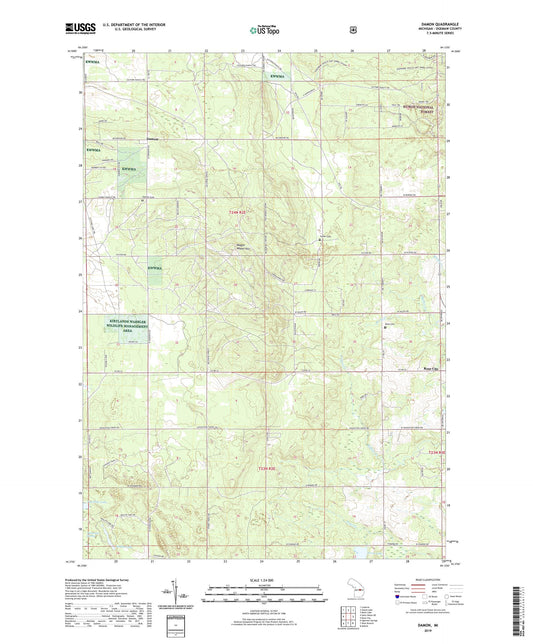 Damon Michigan US Topo Map Image