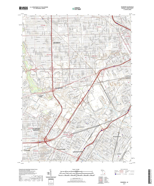 Dearborn Michigan US Topo Map Image