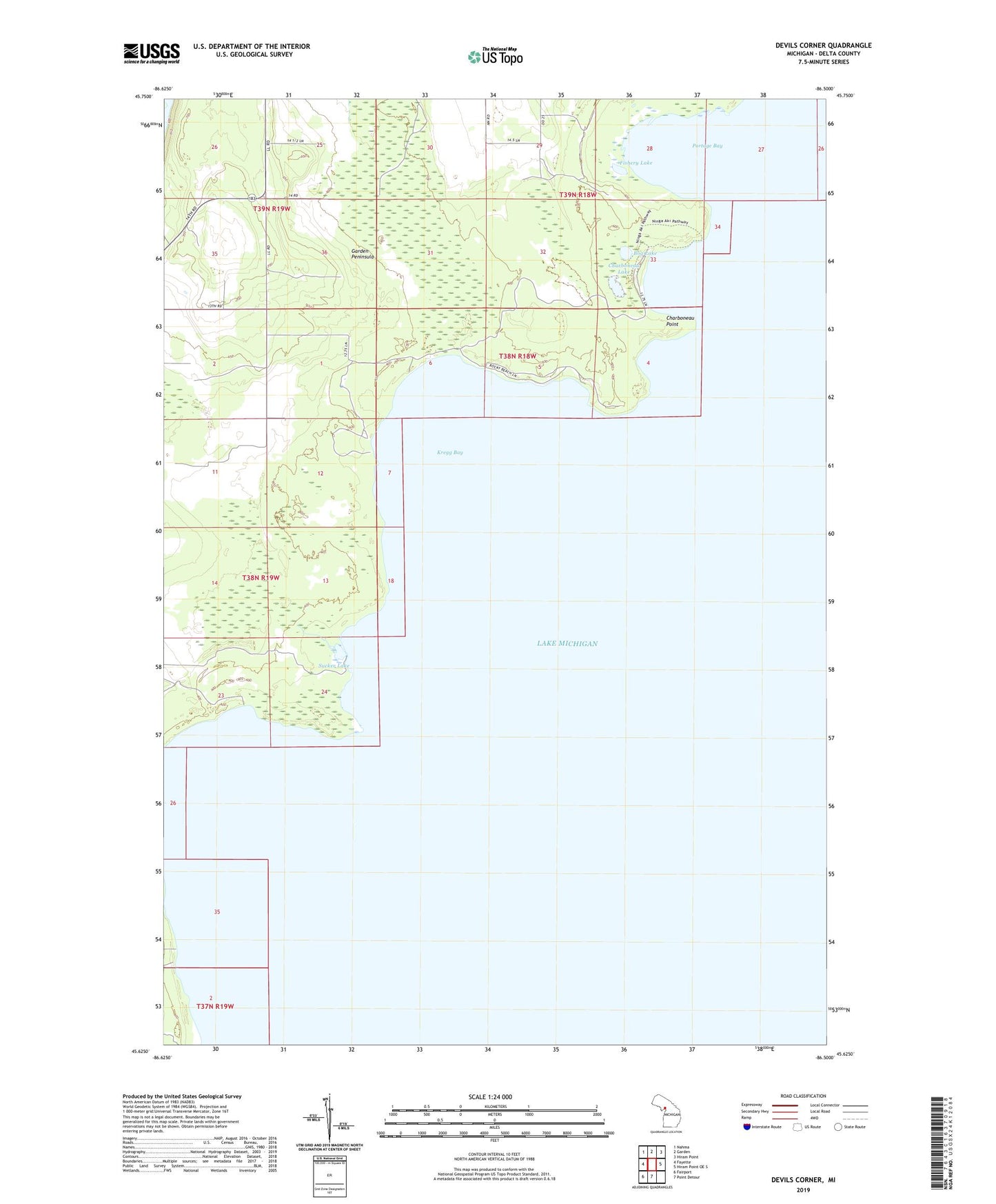 Devils Corner Michigan US Topo Map Image