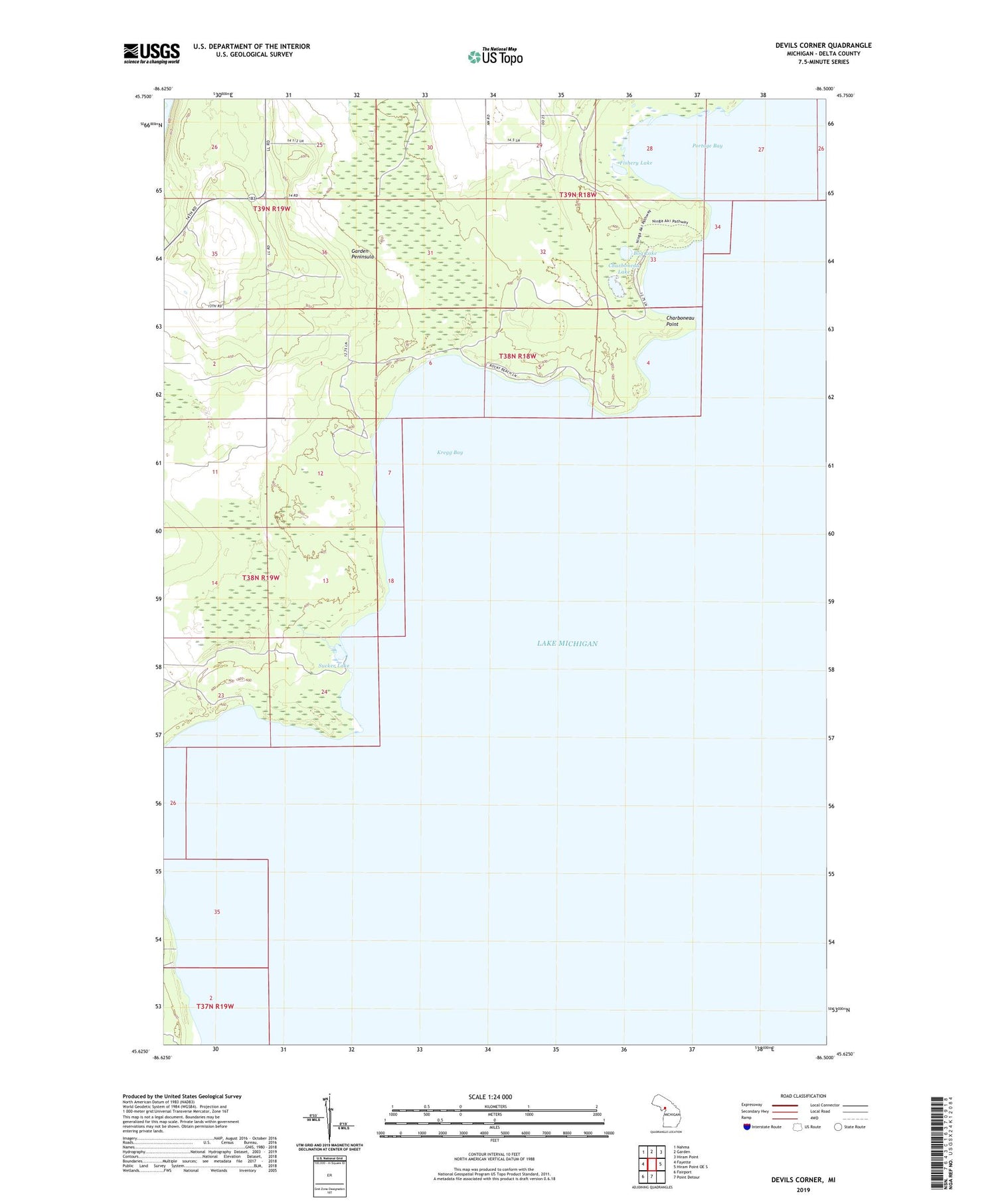 Devils Corner Michigan US Topo Map Image
