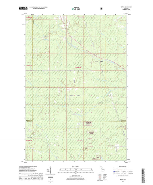 Diffin Michigan US Topo Map Image