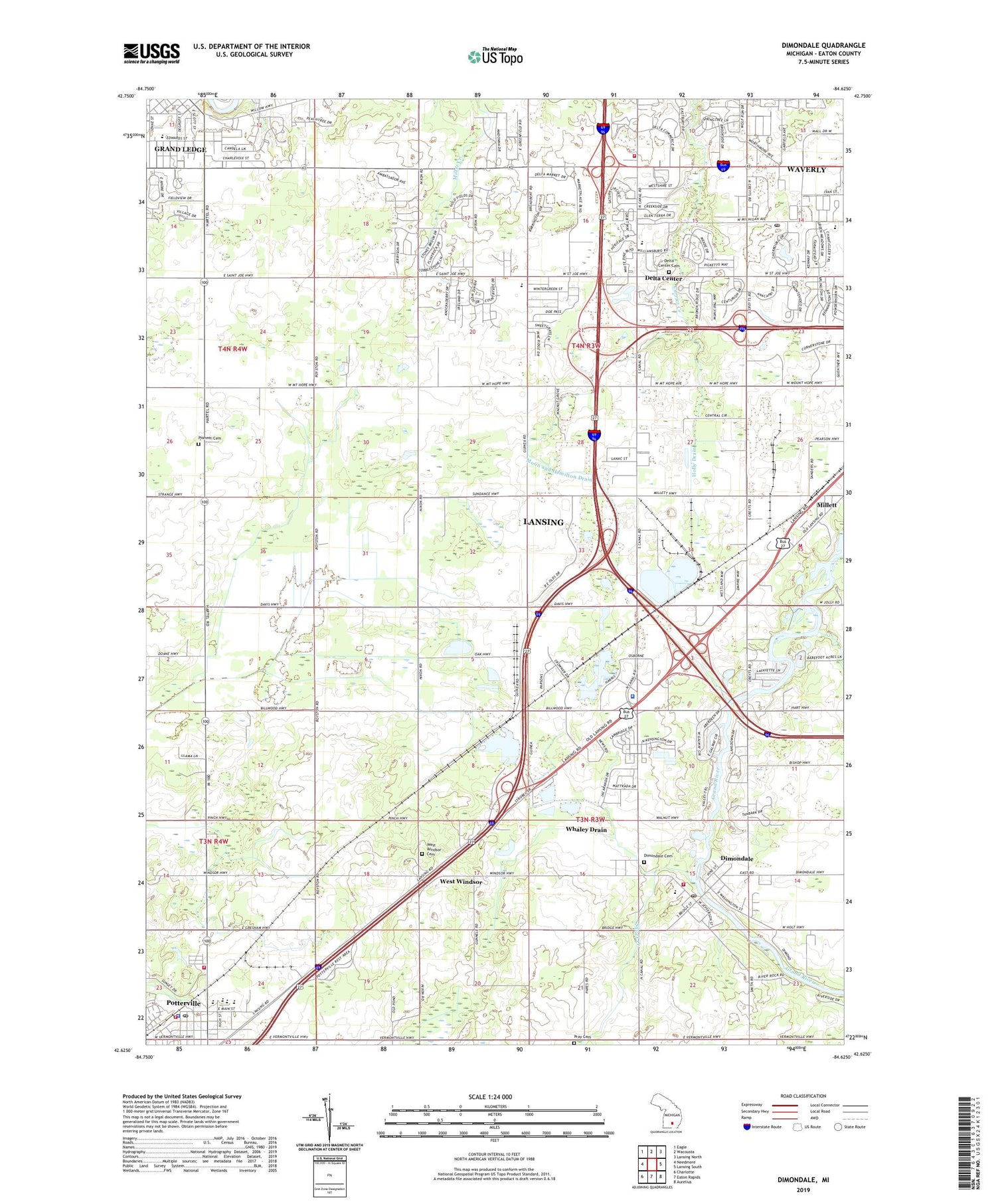 Dimondale Michigan US Topo Map Image