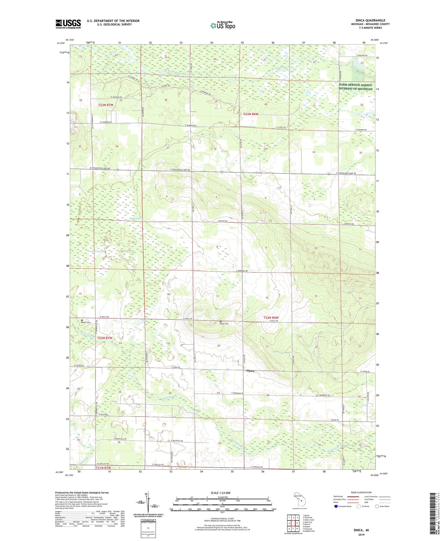 Dinca Michigan US Topo Map Image