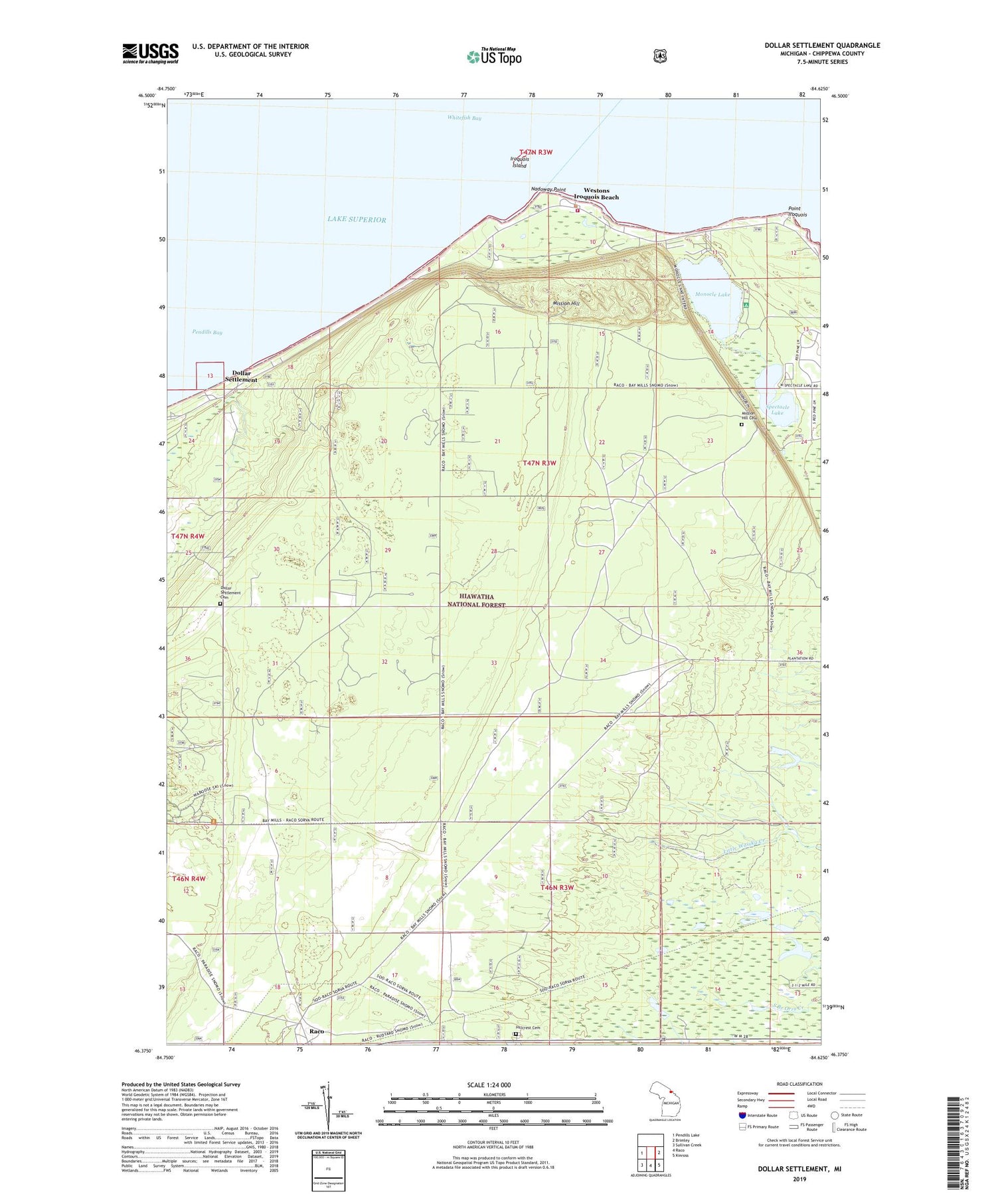Dollar Settlement Michigan US Topo Map Image