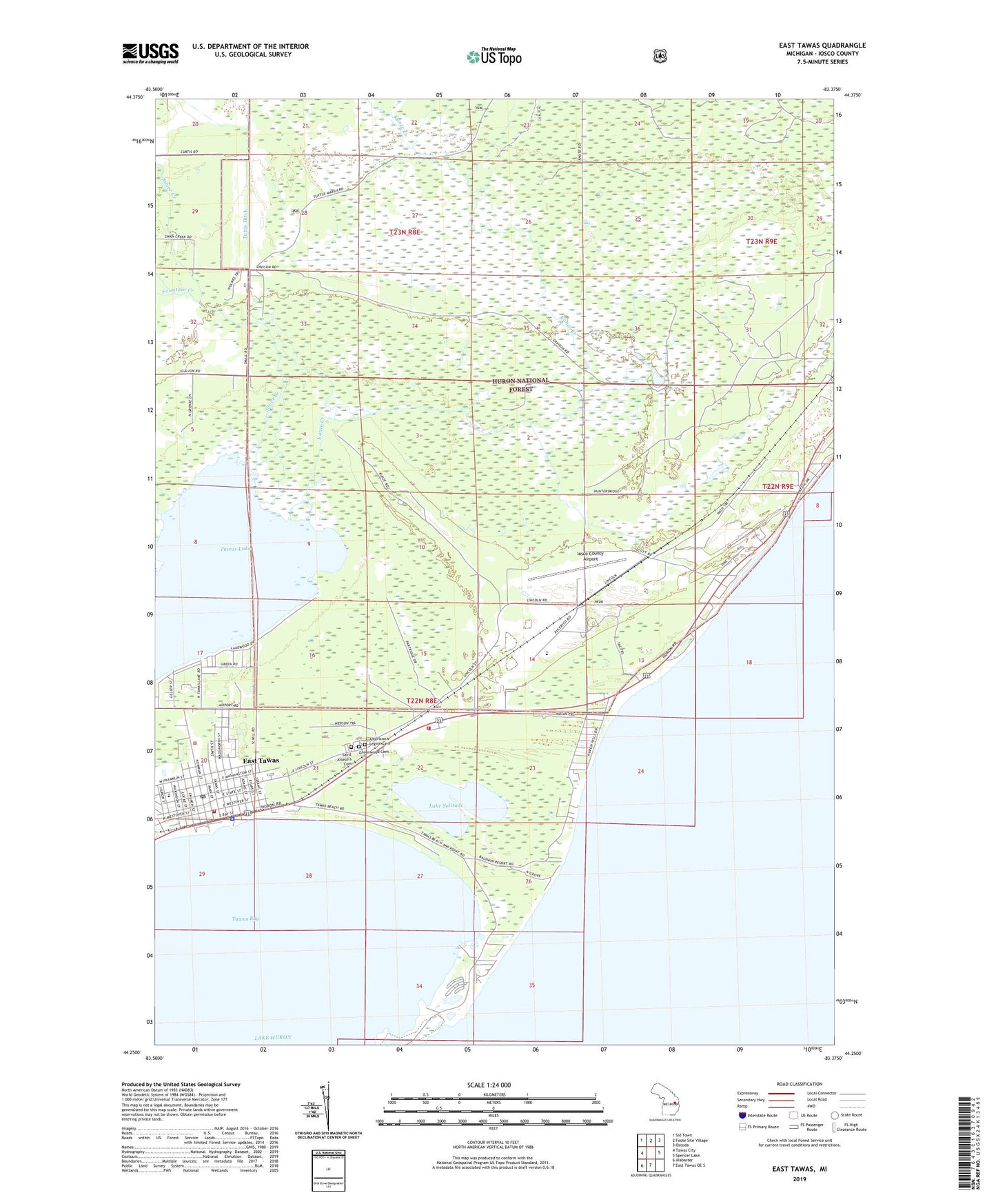 East Tawas Michigan US Topo Map Image
