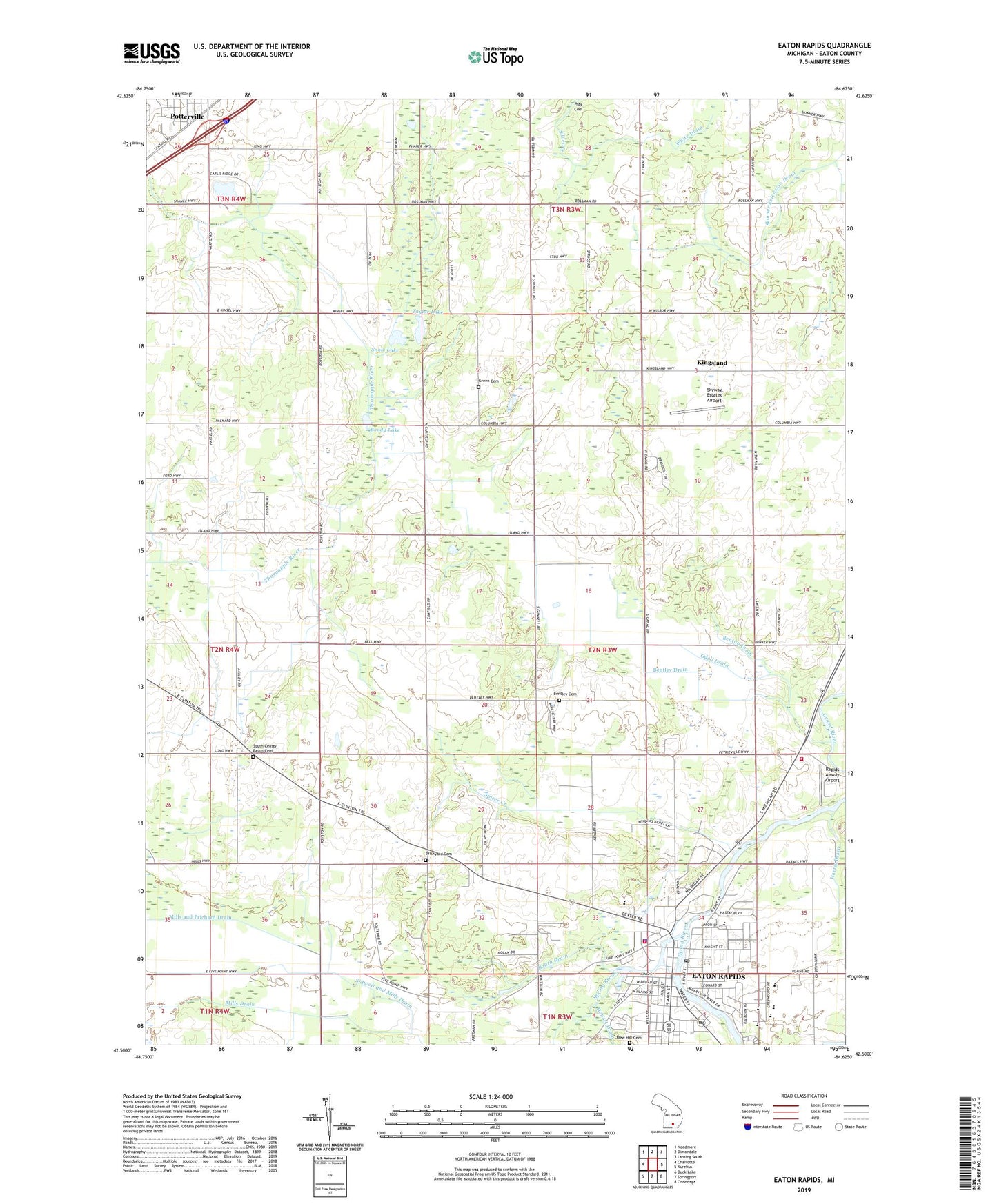 Eaton Rapids Michigan US Topo Map Image