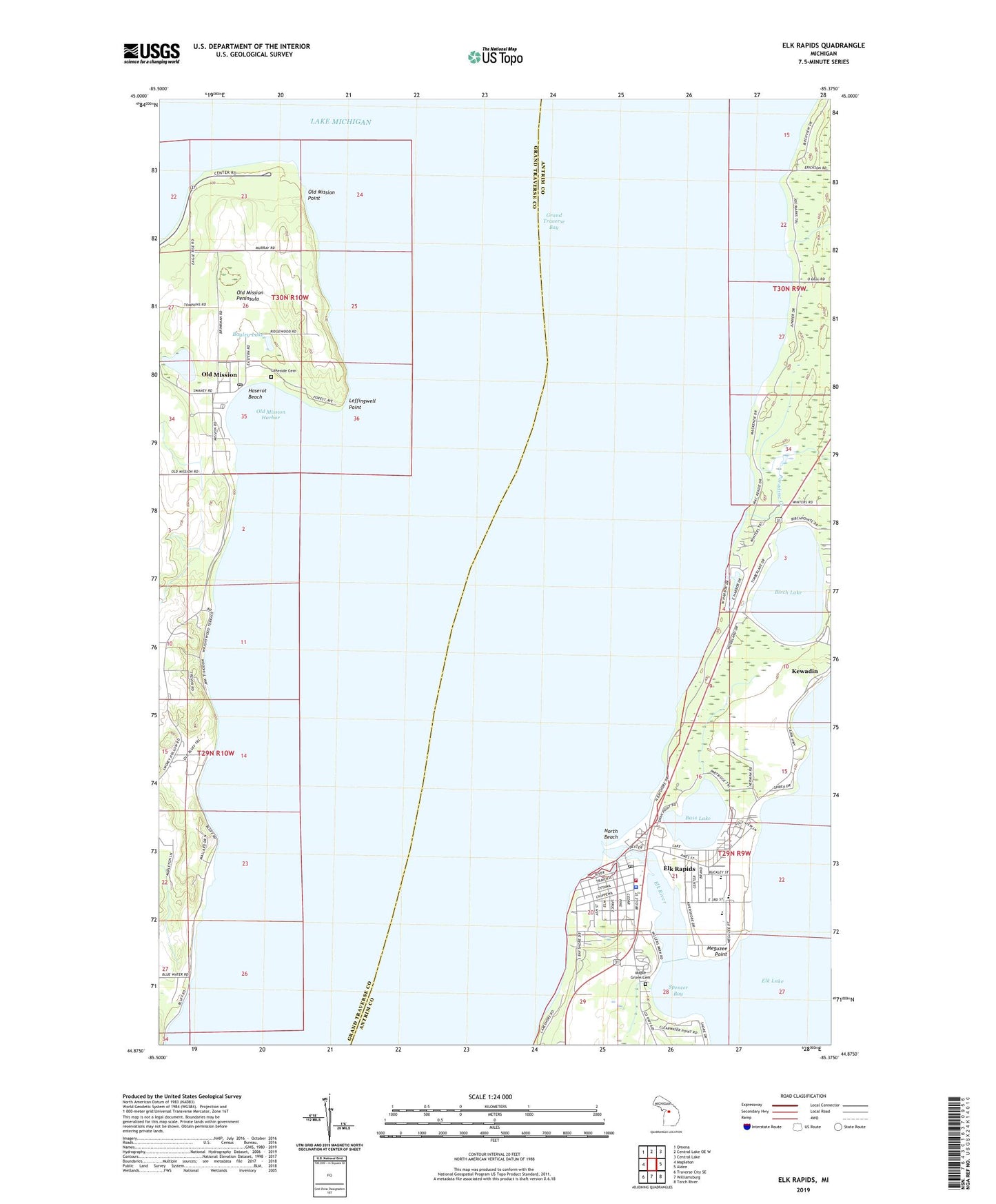 Elk Rapids Michigan US Topo Map Image