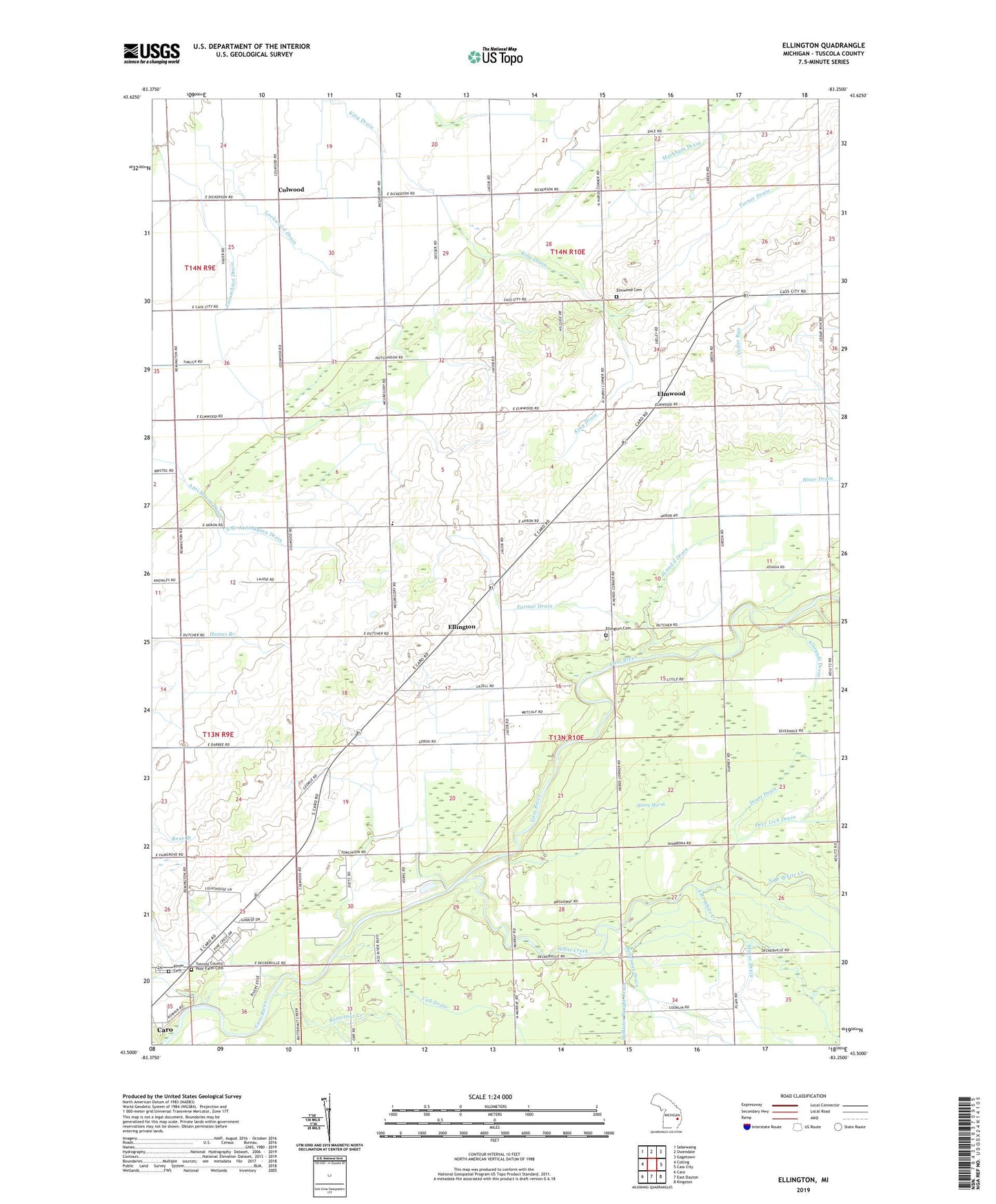 Ellington Michigan US Topo Map Image