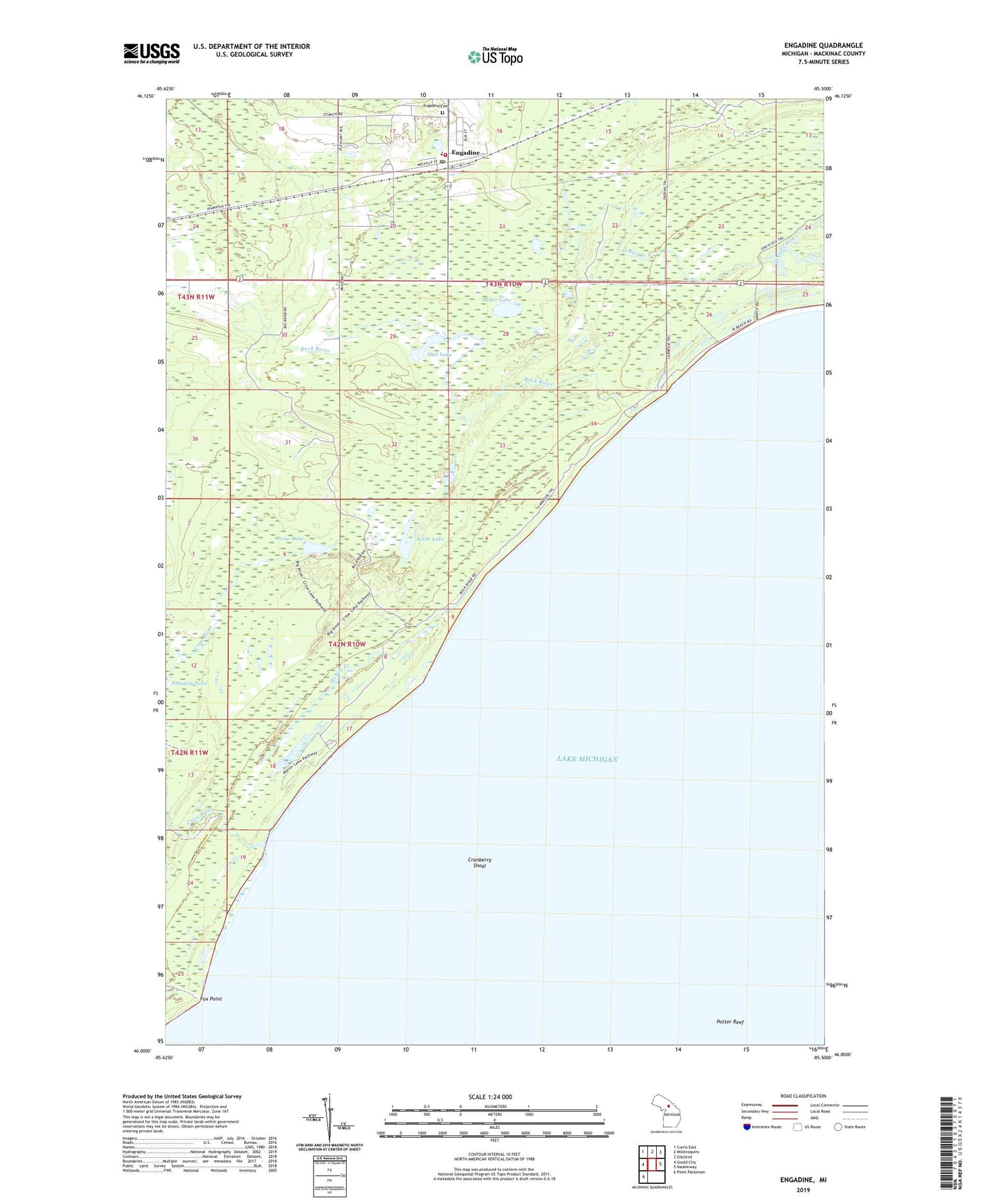 Engadine Michigan US Topo Map Image