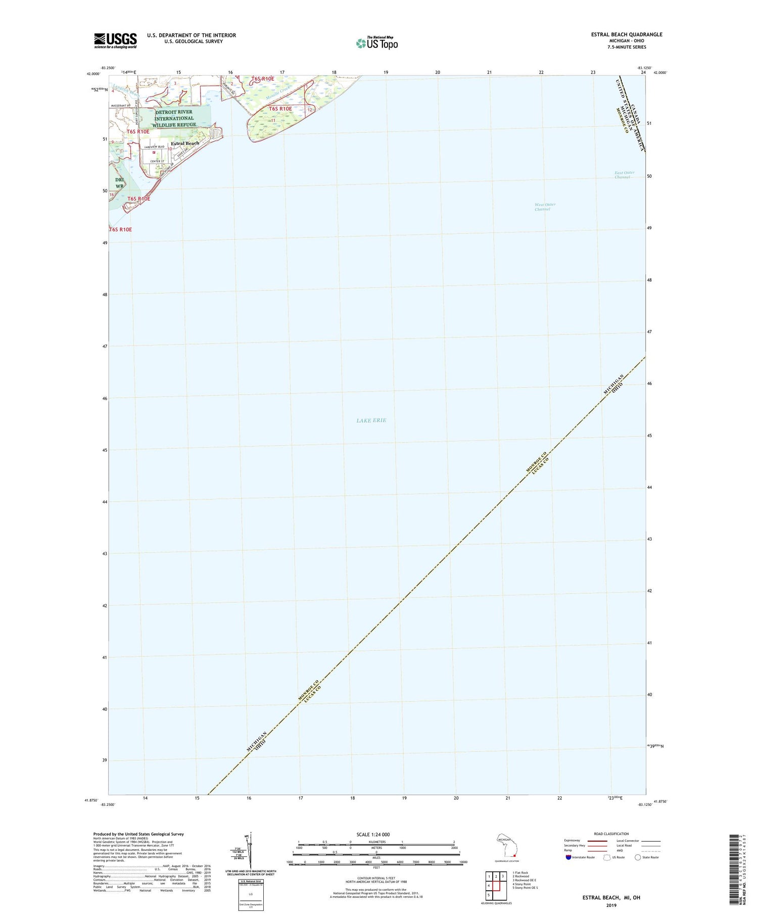 Estral Beach Michigan US Topo Map Image