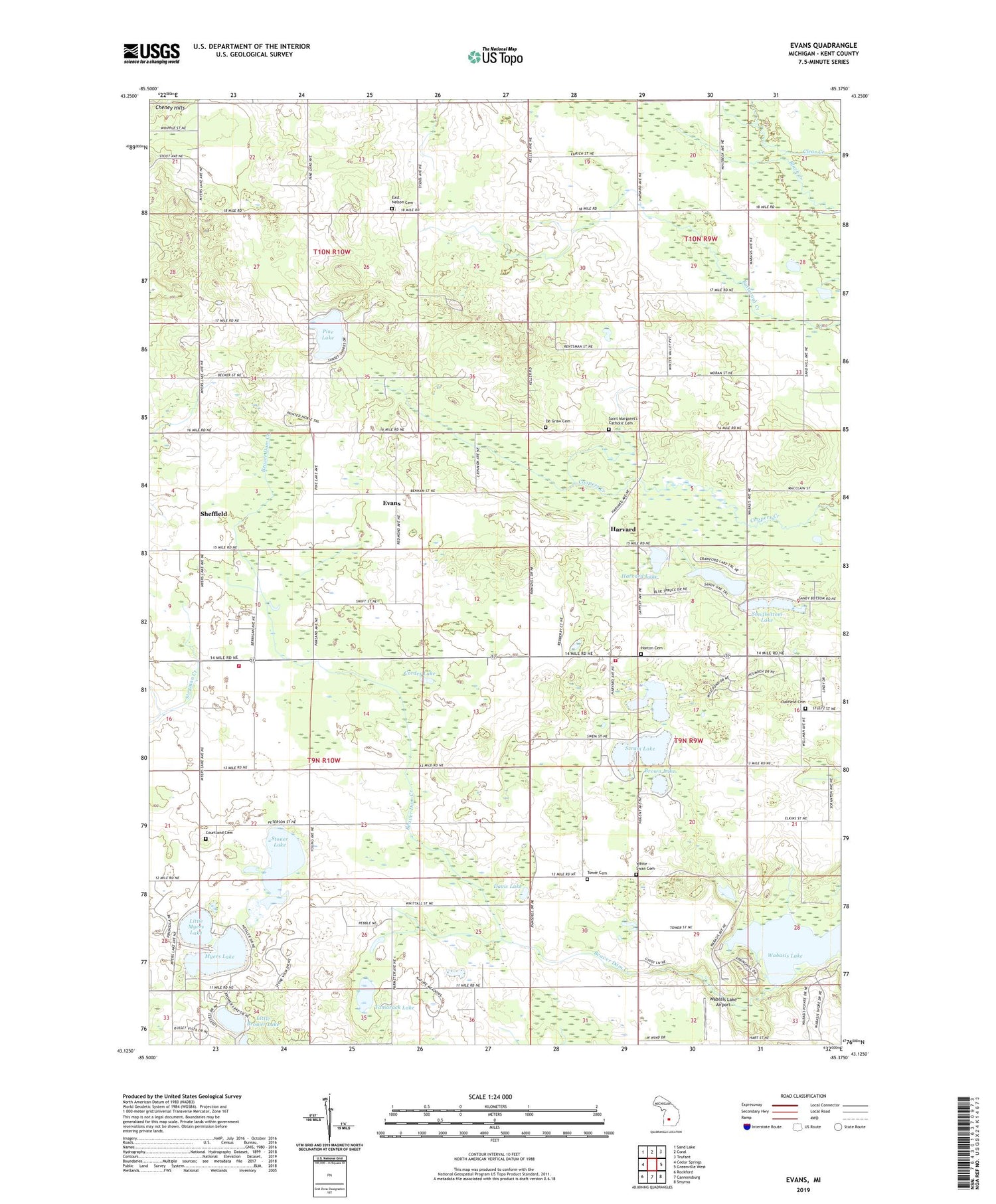 Evans Michigan US Topo Map Image