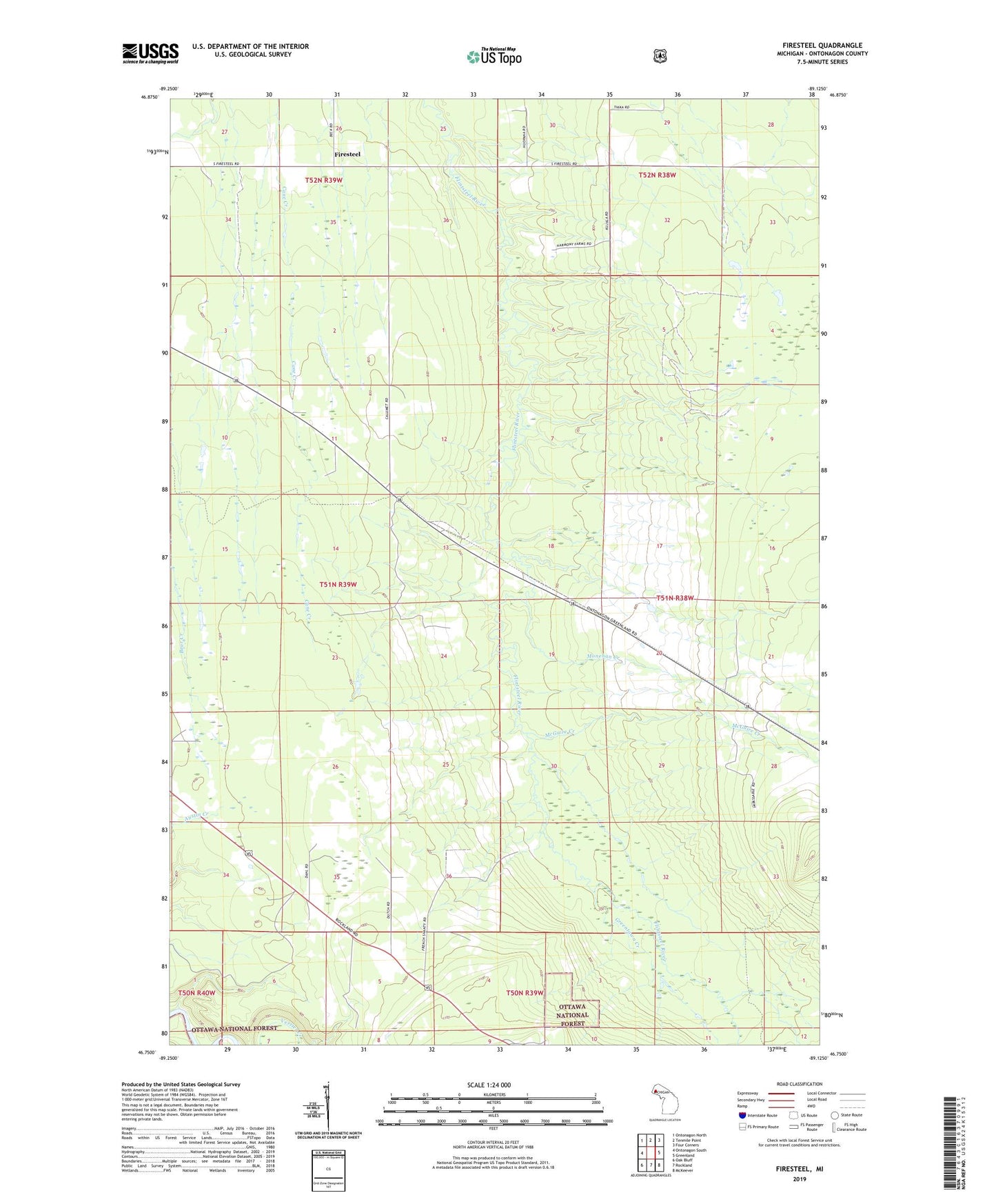 Firesteel Michigan US Topo Map Image