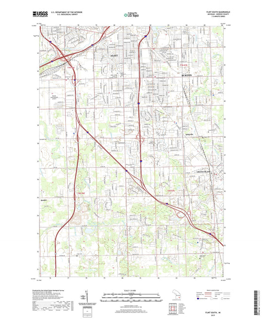 Flint South Michigan US Topo Map Image