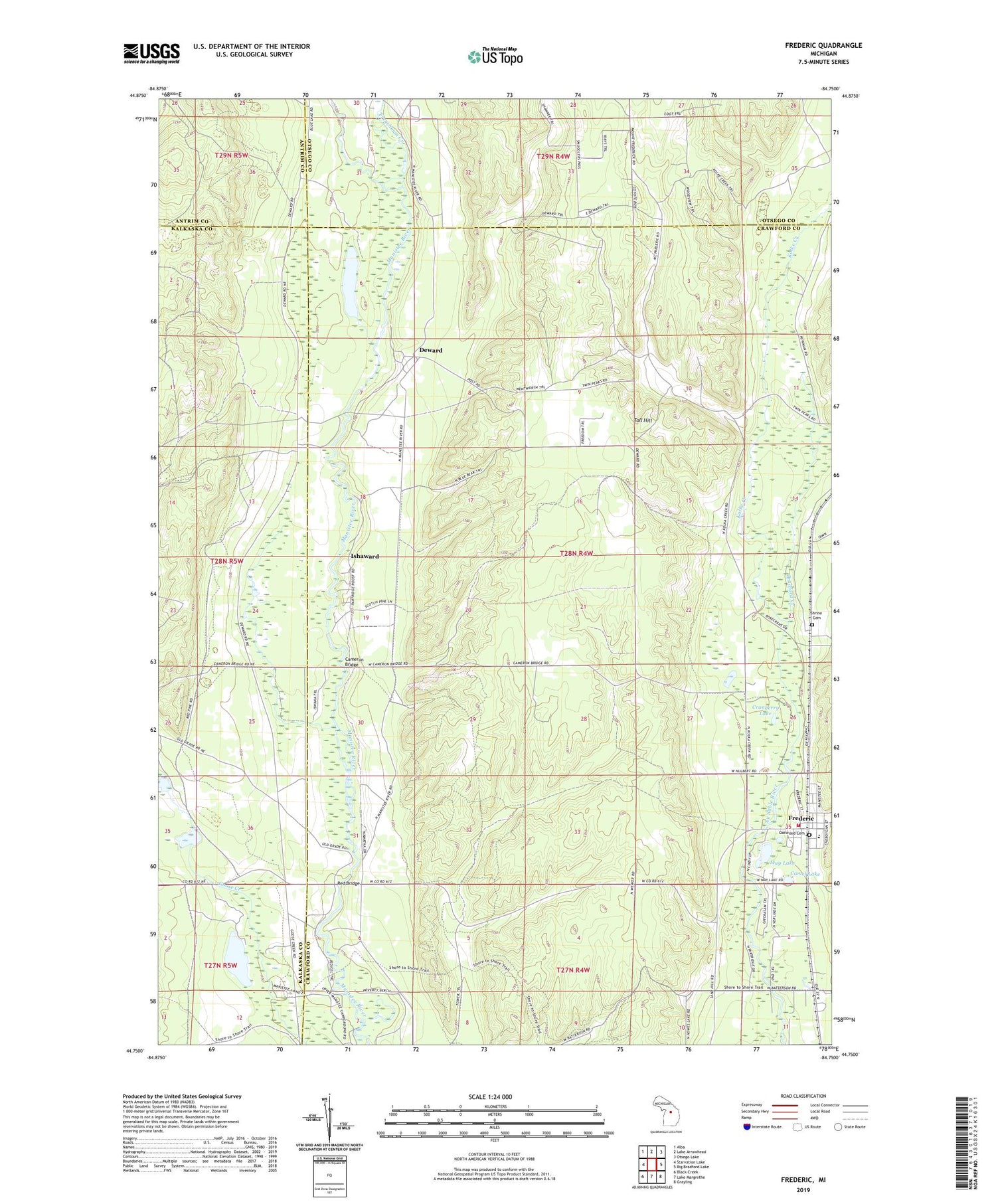 Frederic Michigan US Topo Map Image