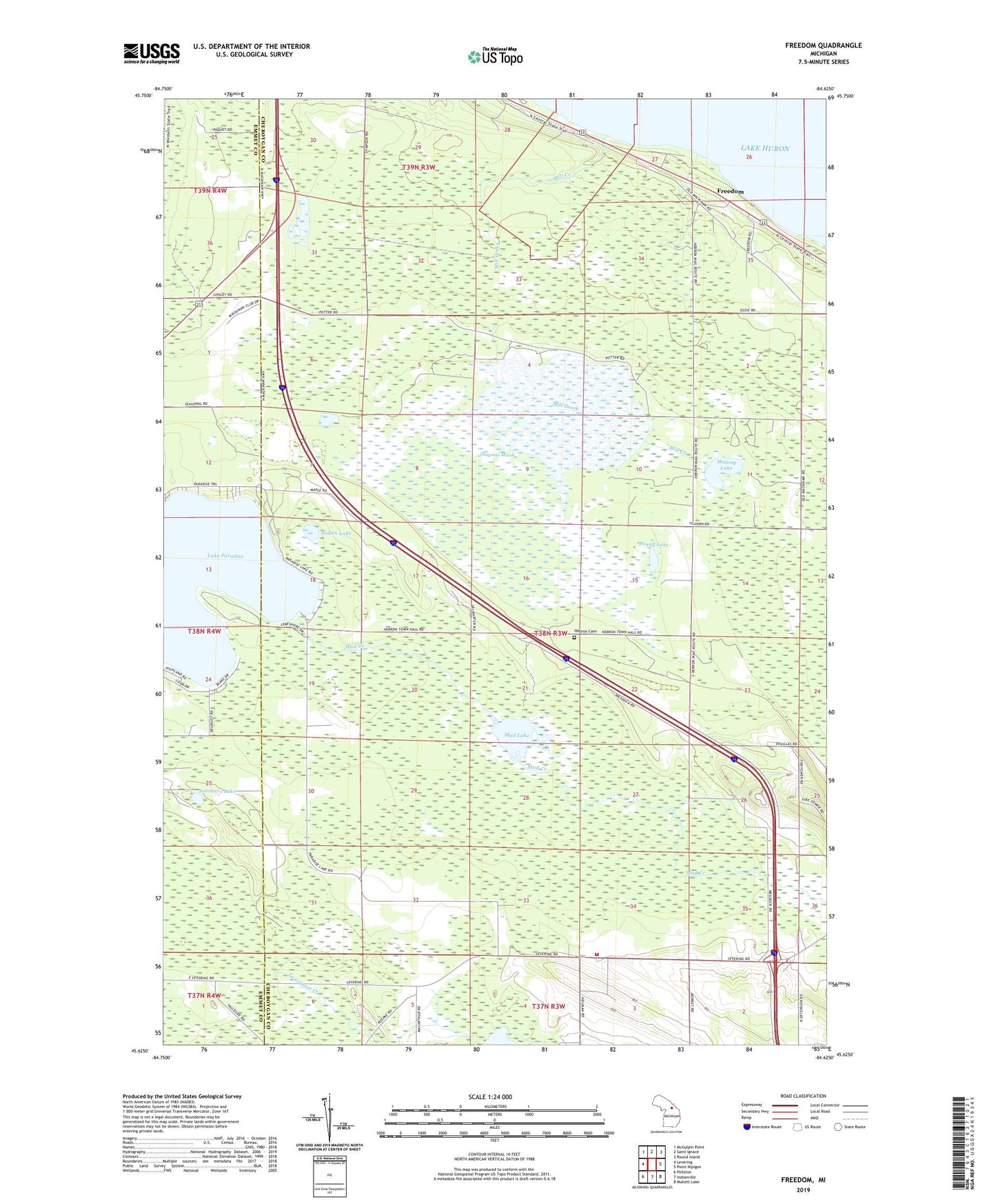 Freedom Michigan US Topo Map Image