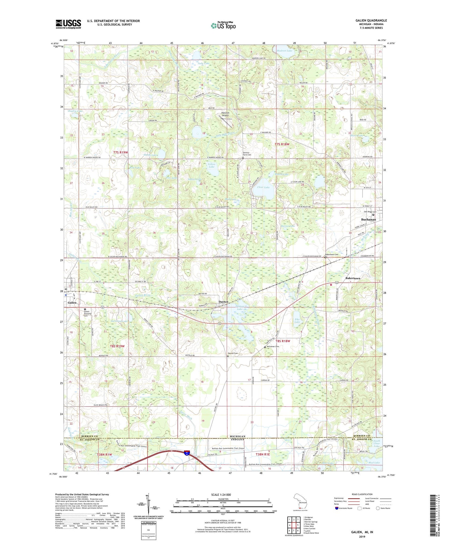 Galien Michigan US Topo Map Image