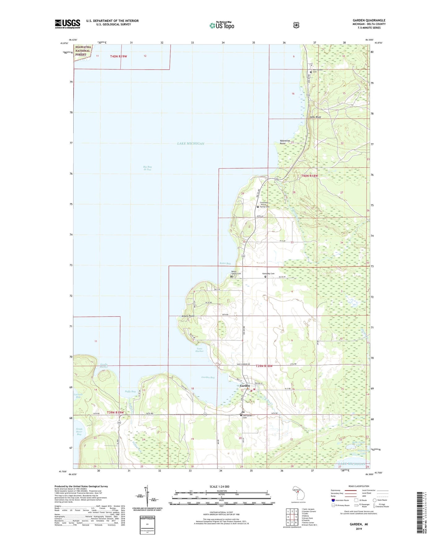 Garden Michigan US Topo Map Image